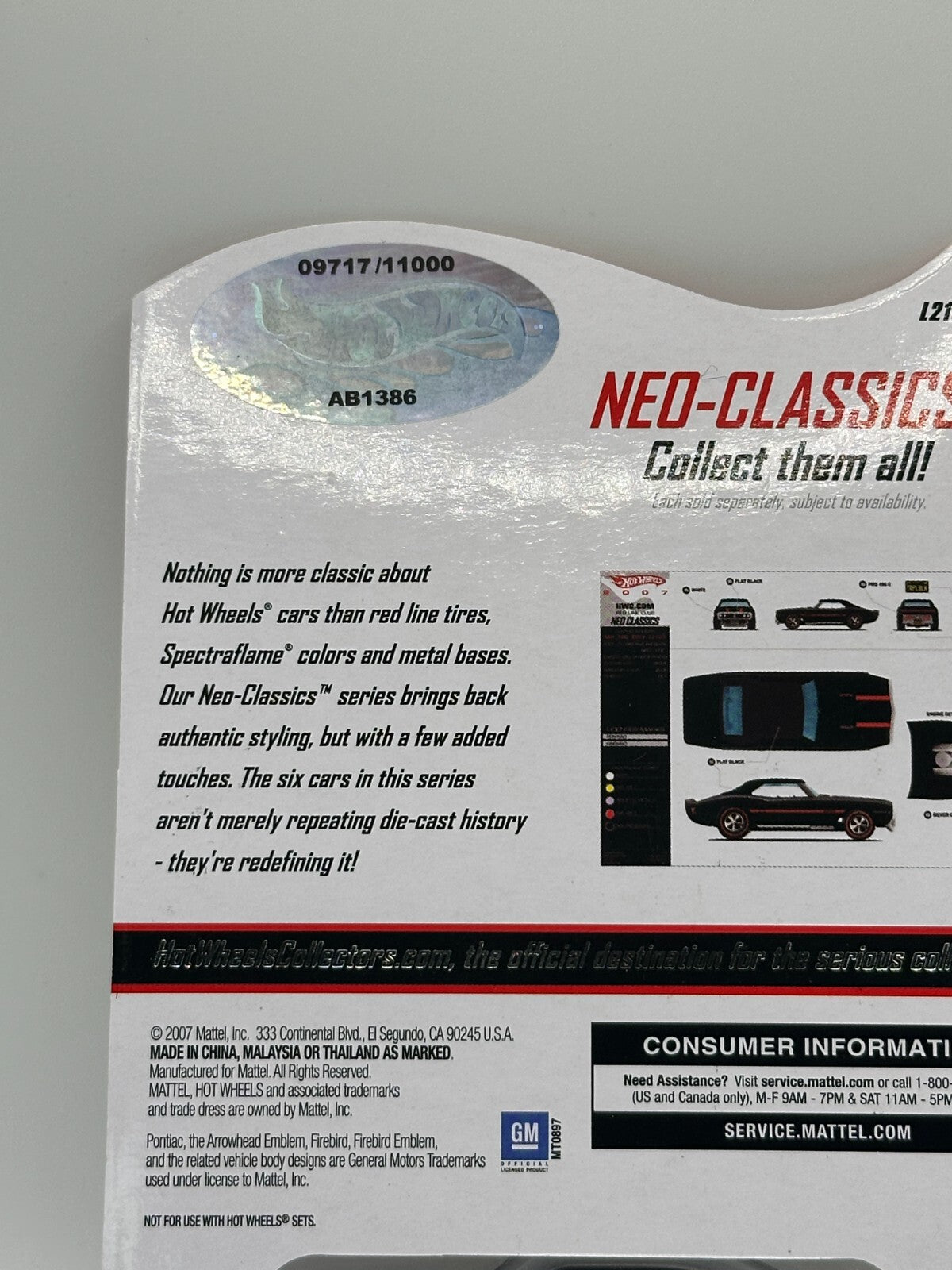 2007 Hot Wheels RLC Neo-Classics 3/6 Pontiac Firebird 09717/11000 With Protector