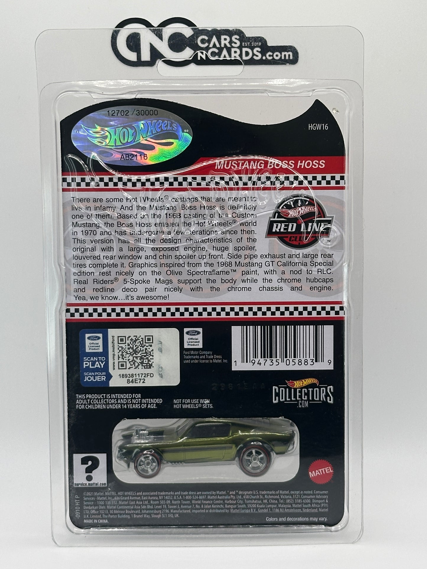 2022 Hot Wheels RLC Ford Mustang Boss Hoss 12702/30000 With Protector