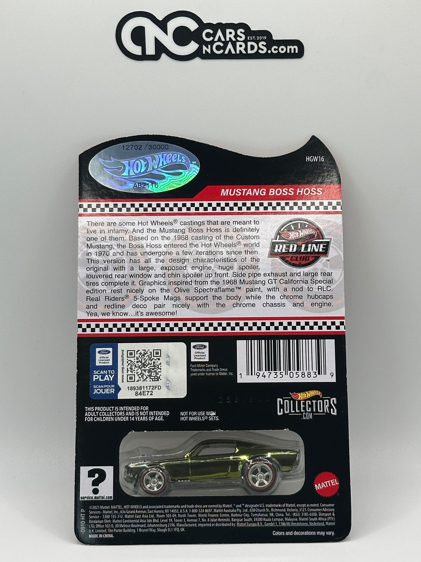 2022 Hot Wheels RLC Ford Mustang Boss Hoss 12702/30000 With Protector