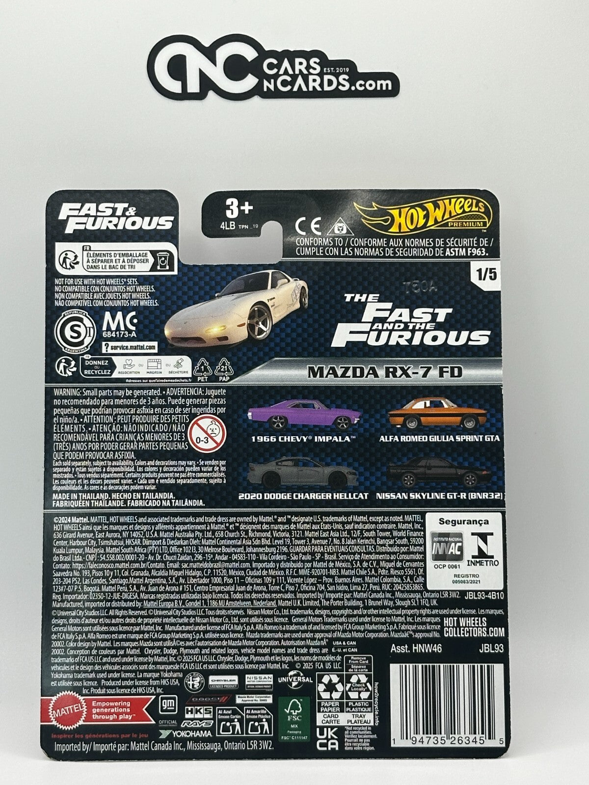 2025 Hot Wheels Premium Fast & Furious 1/5 Mazda RX-7 FD HKS