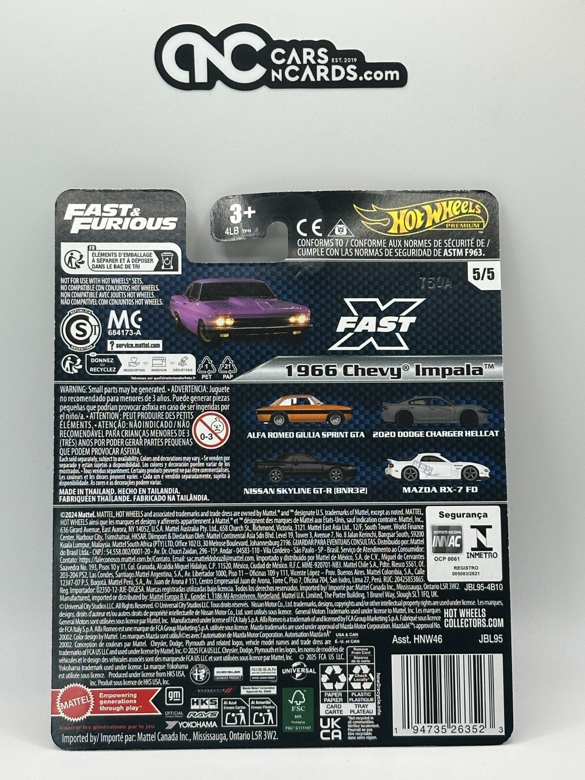 2025 Hot Wheels Premium Fast & Furious 5/5 1966 Chevy Impala