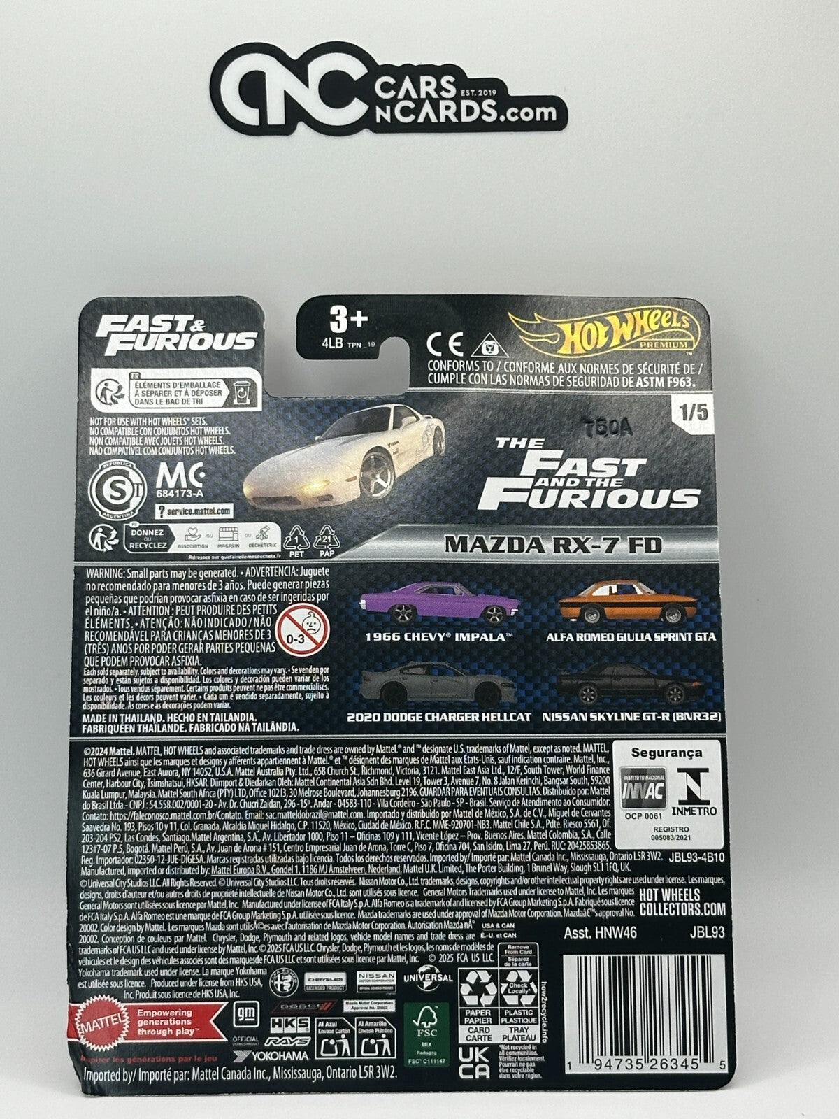 2025 Hot Wheels Premium Fast & Furious 1/5 Mazda RX-7 FD HKS (Bent Corner)