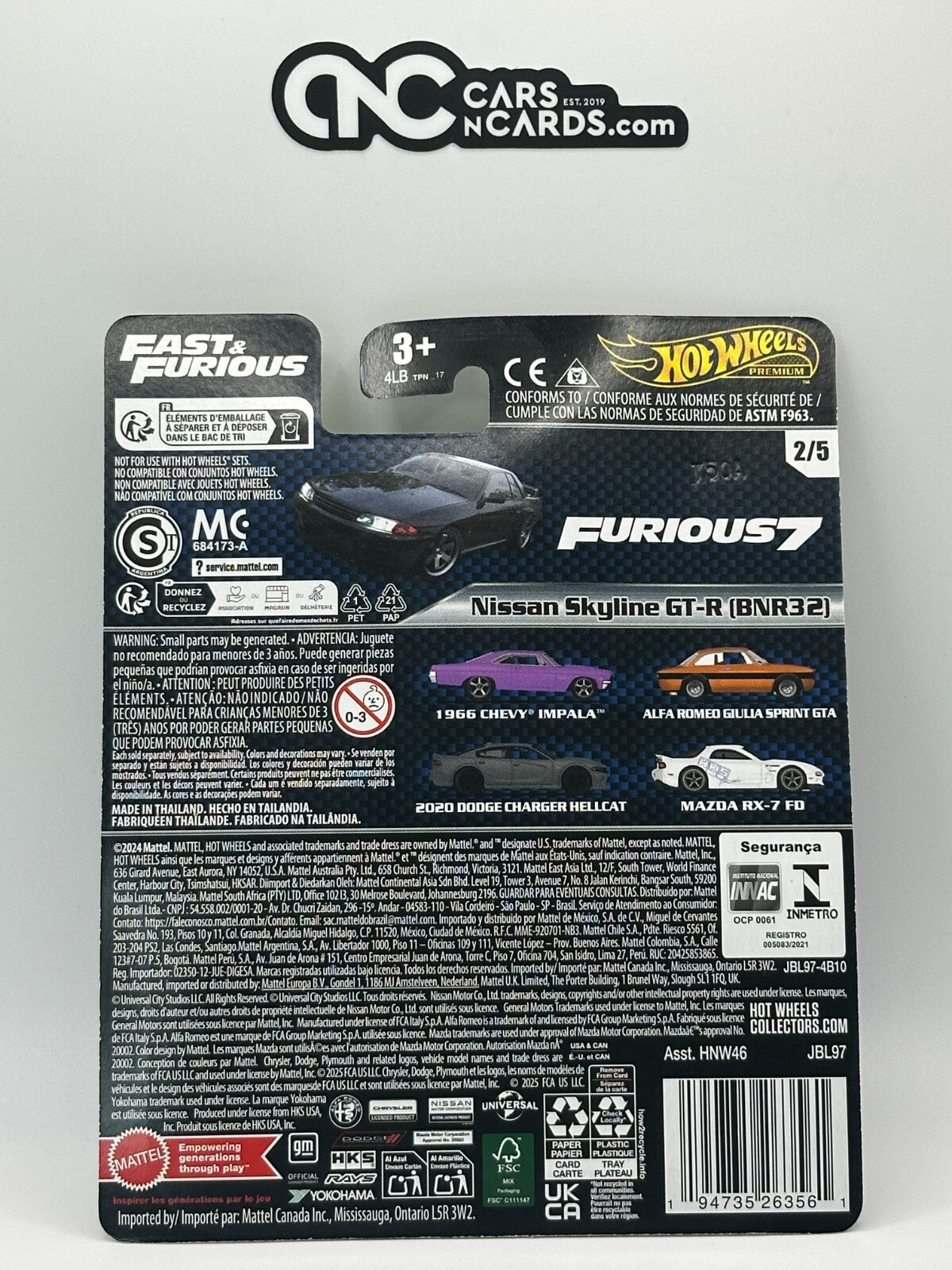 2025 Hot Wheels Premium Fast & Furious 2/5 Nissan Skyline GT-R (BNR32)