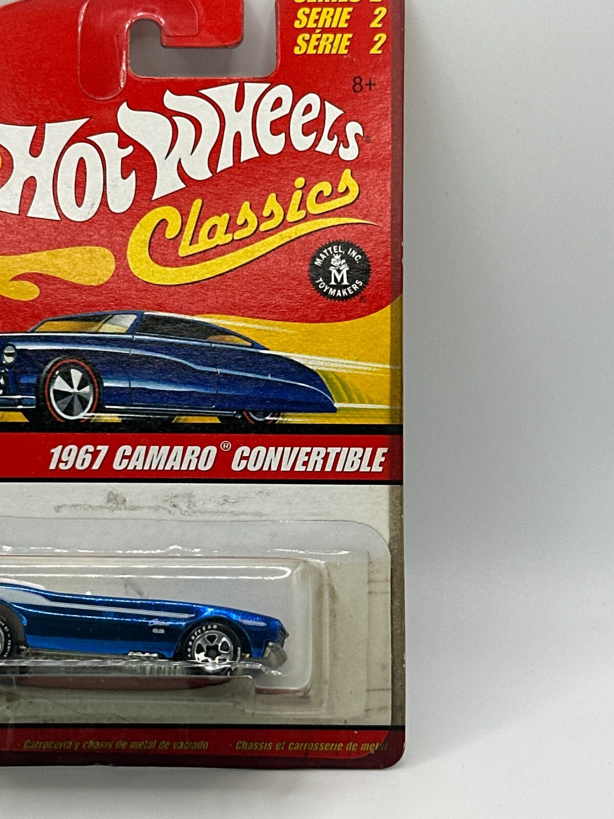 2006 Hot Wheels Classics Series 2 #7/30 Blue 1967 Camaro Convertible Card Damage