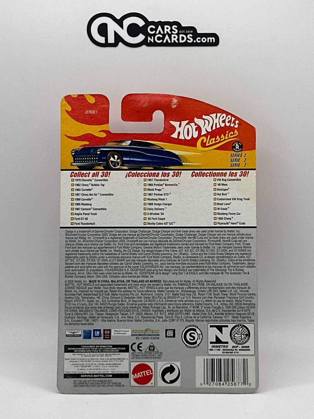 2006 Hot Wheels Classics Series 2 #7/30 Blue 1967 Camaro Convertible Card Damage