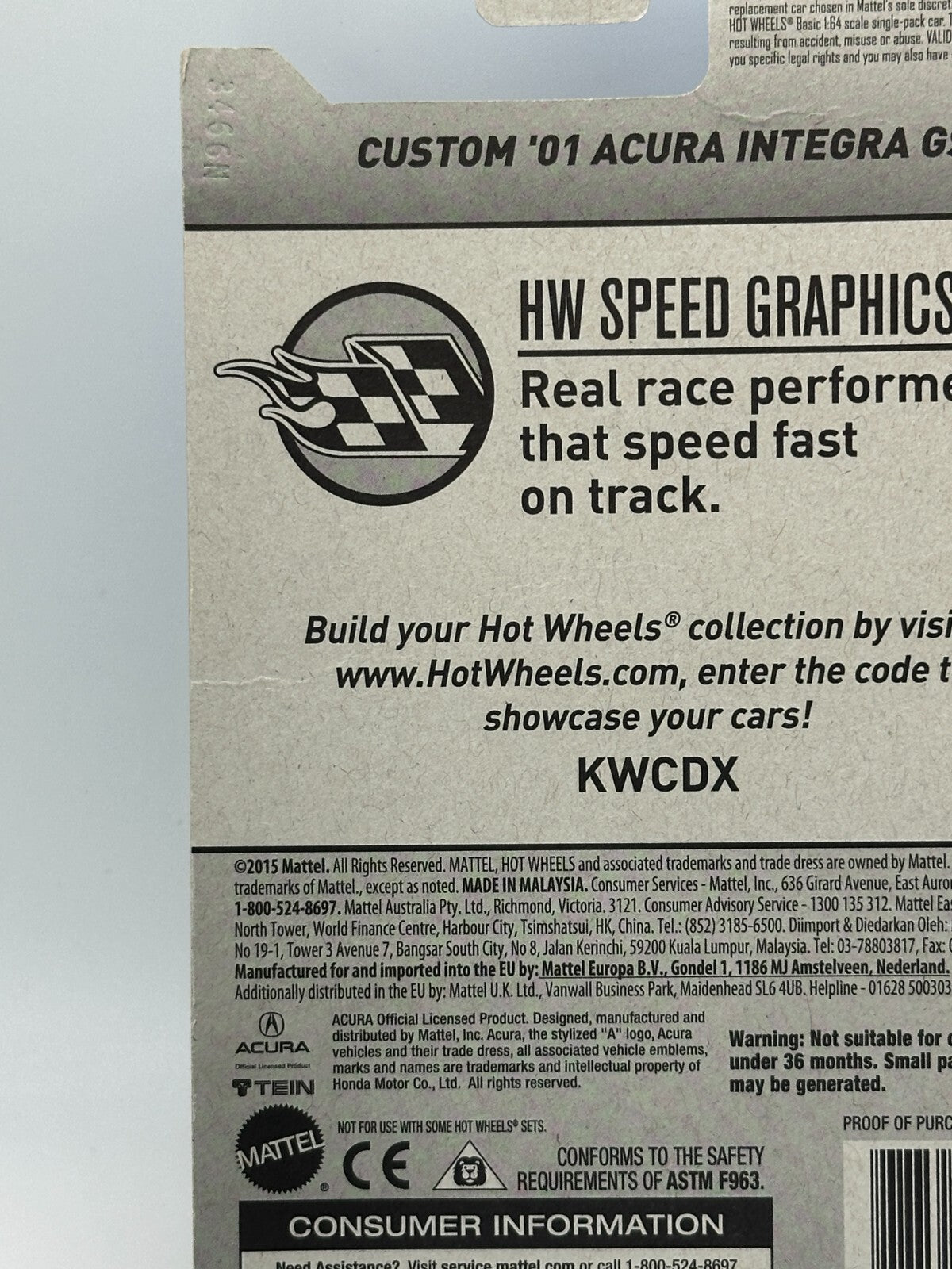 2017 Hot Wheels HW Speed Graphics Zamac '01 Acura Integra GSR (Small Crease)