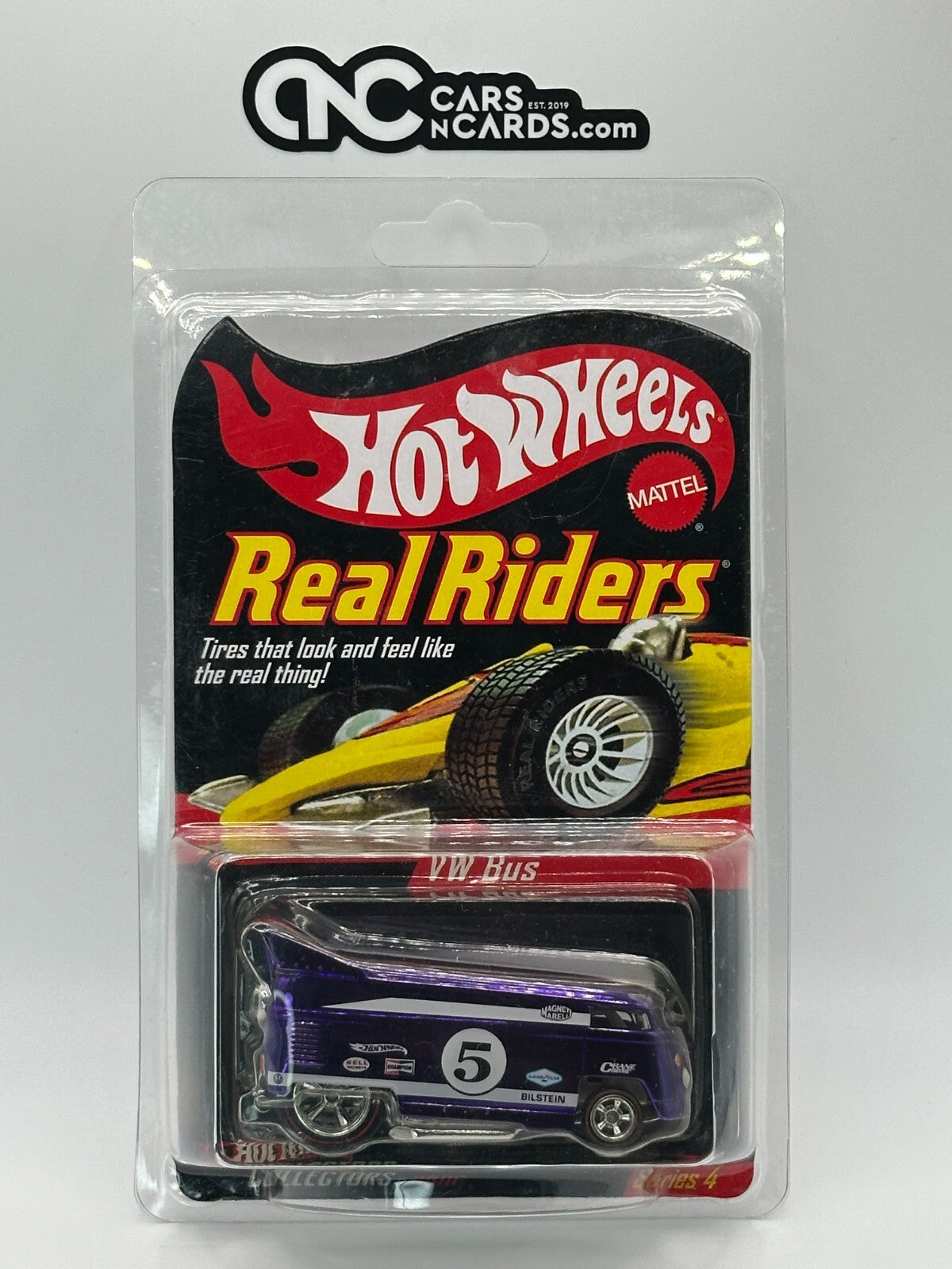 2005 Hot Wheels RLC Series 4 Real Riders VW Drag Bus Purple With Protector