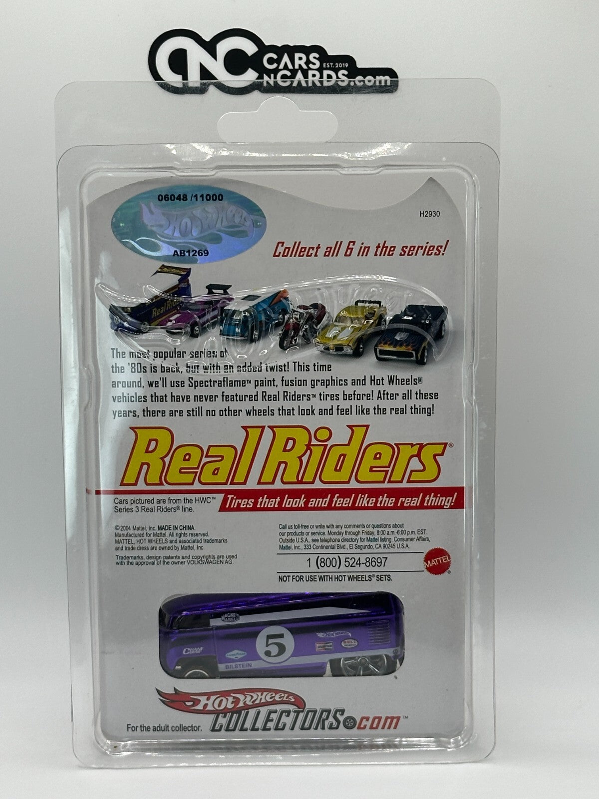 2005 Hot Wheels RLC Series 4 Real Riders VW Drag Bus Purple With Protector