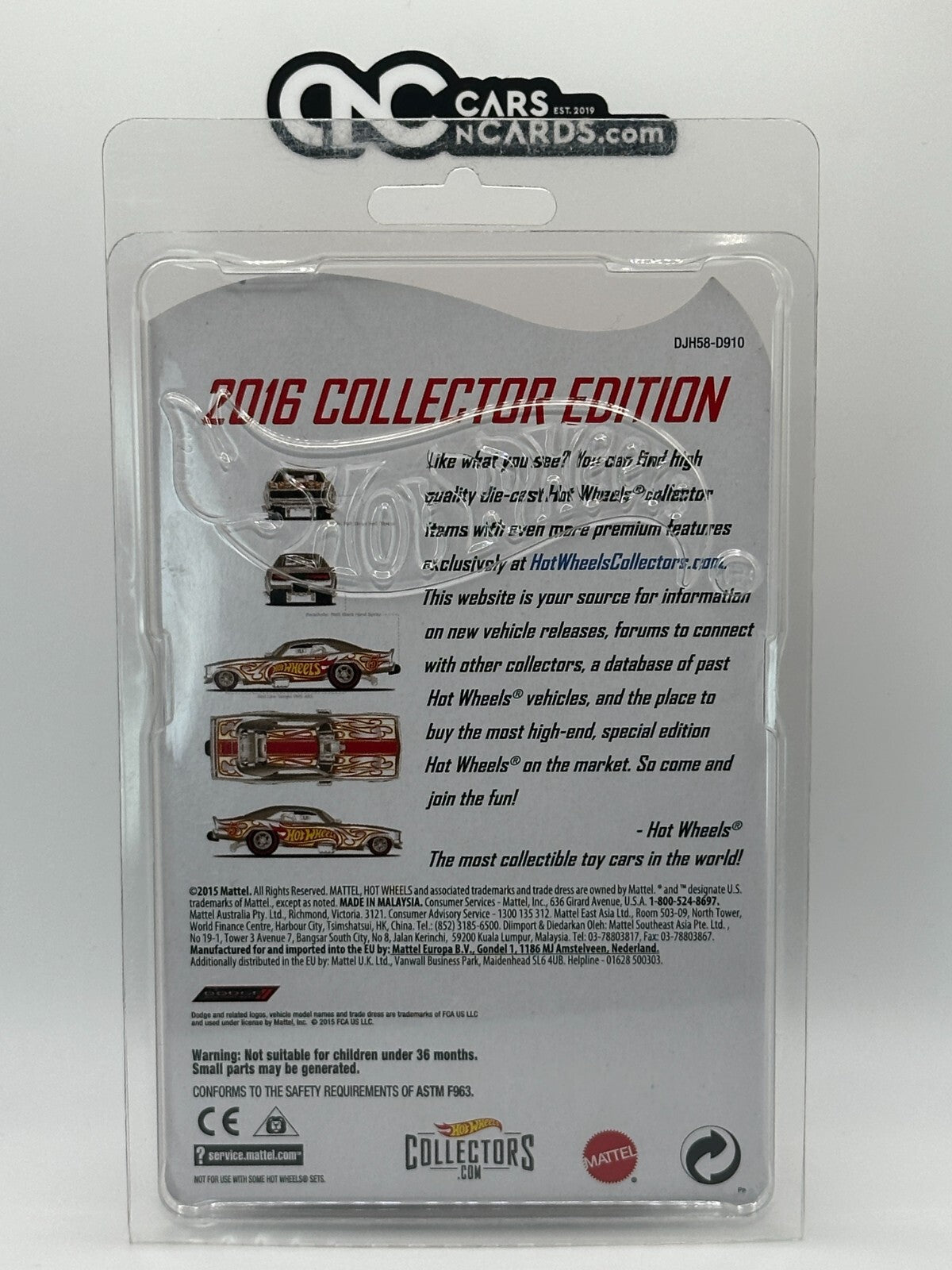 2016 Hot Wheels Zamac Collector Edition '69 Dodge Charger Funny Car W/Protector
