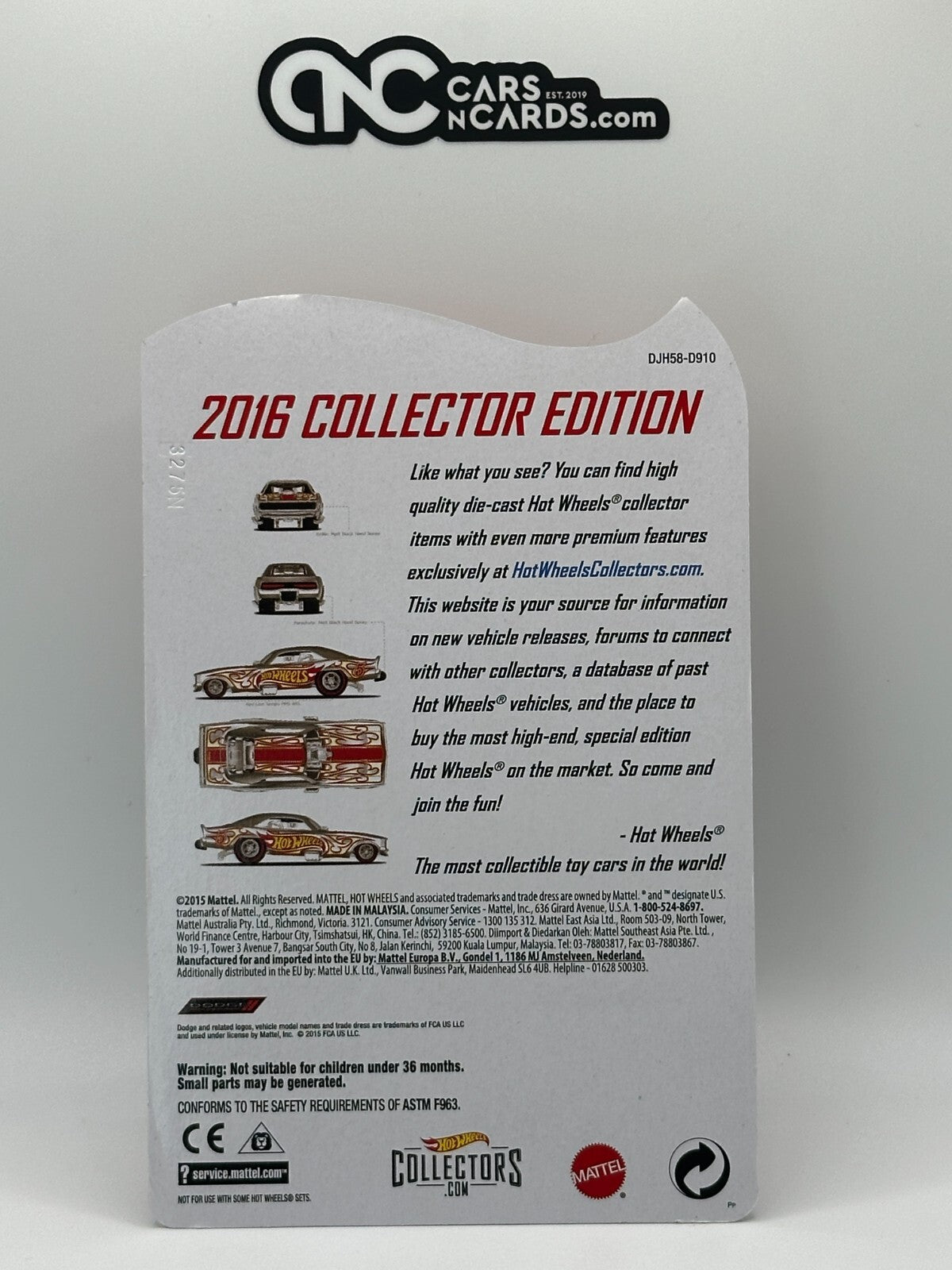 2016 Hot Wheels Zamac Collector Edition '69 Dodge Charger Funny Car W/Protector