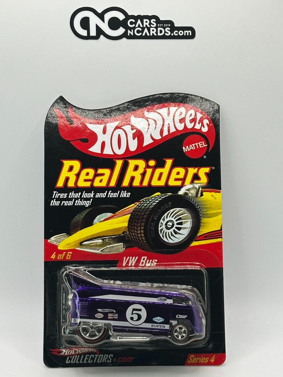 2005 Hot Wheels RLC Series 4 Real Riders VW Drag Bus Purple With Protector