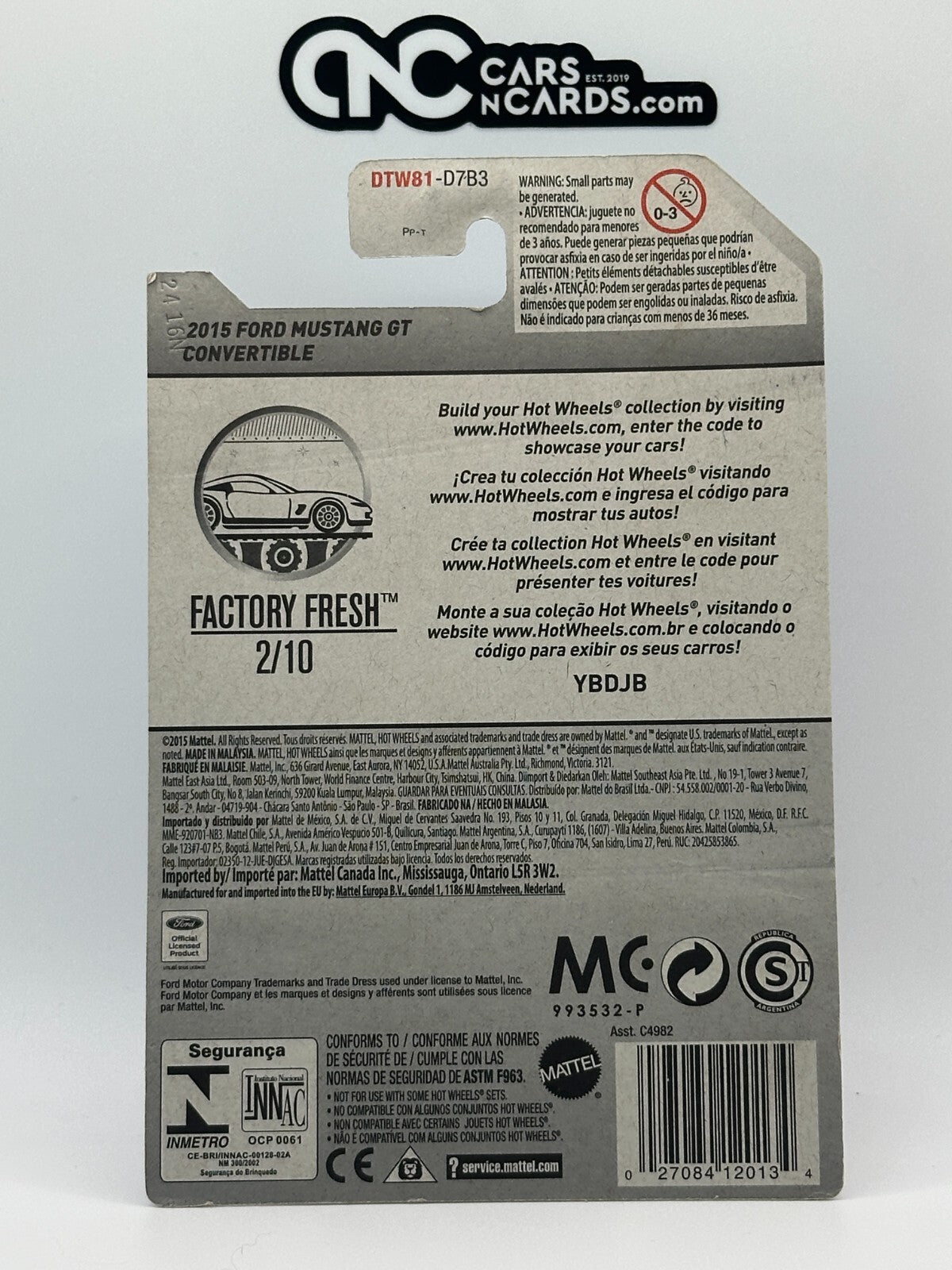2017 Hot Wheels Factory Fresh 2/10 2015 Ford Mustang GT Convertible Red