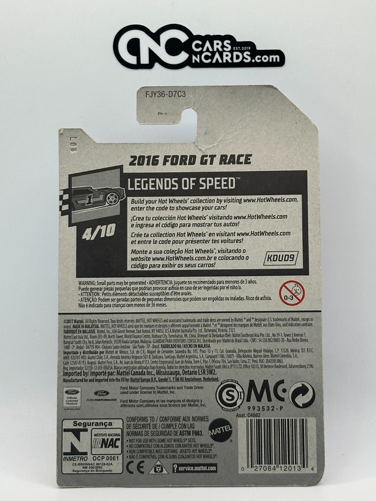 2018 Hot Wheels Legends of Speed 4/10 2016 Ford GT Race (Soft Corners)