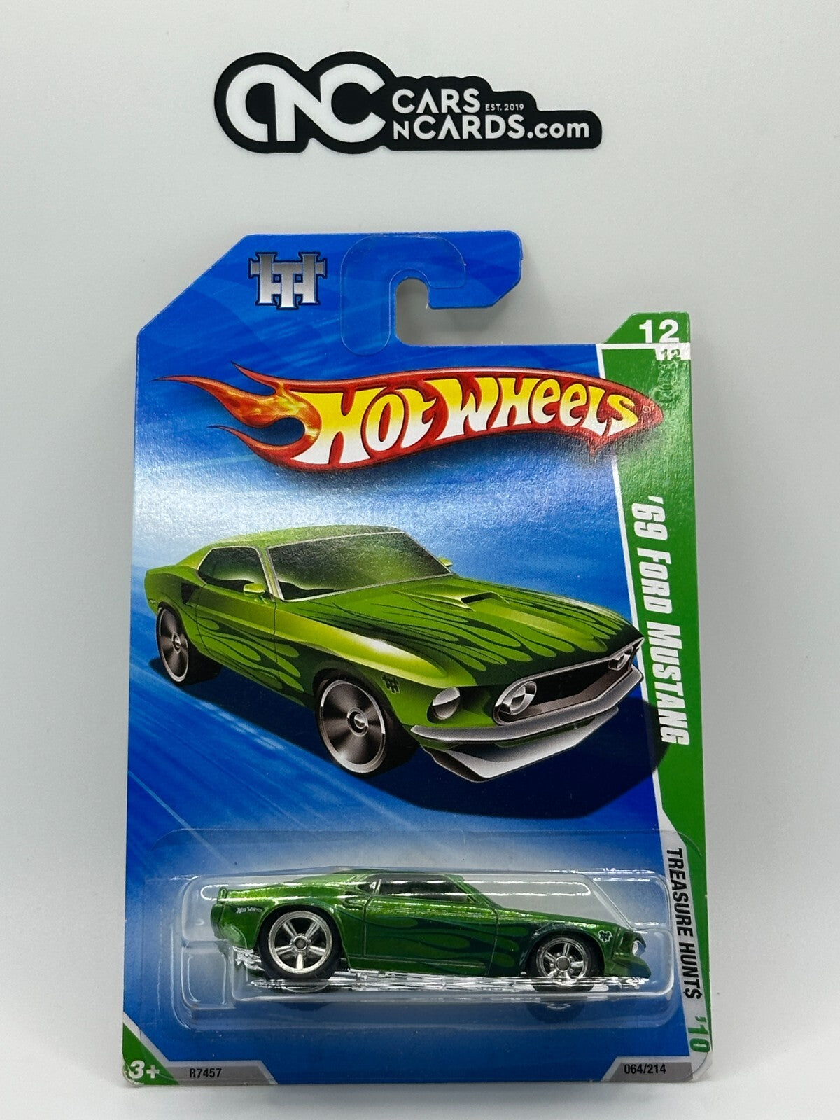 2010 Hot Wheels Super Treasure Hunt '10 '69 Ford Mustang 12/12 With Protector