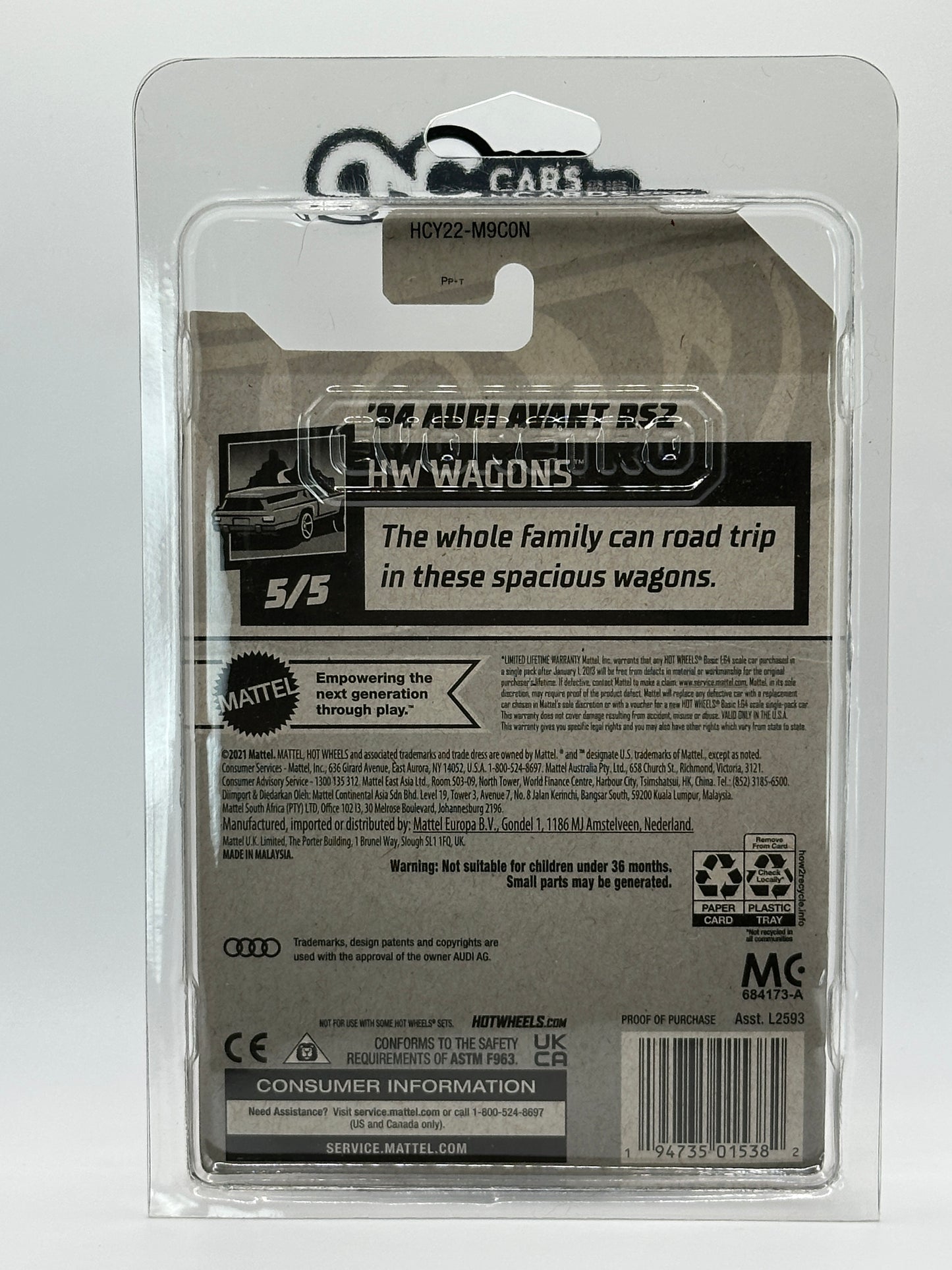 2022 Hot Wheels HW Wagons Audi RS2 Super Treasure Hunt Card Crease W/Protector