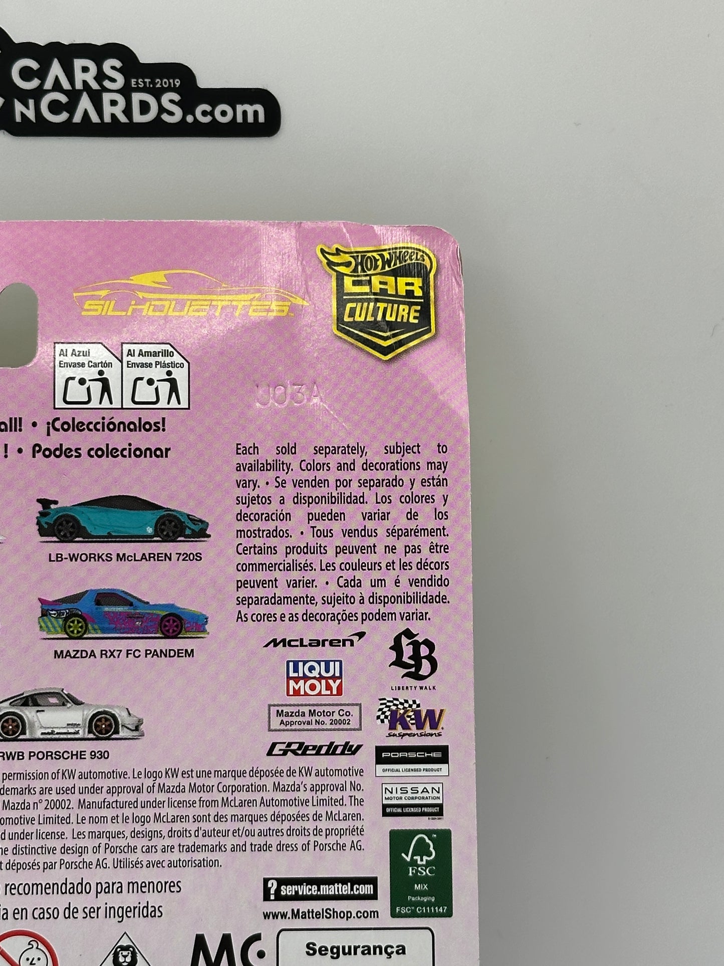 2025 Hot Wheels Premium Car Culture Silhouettes Mazda RX7 FC Pandem Card Crease