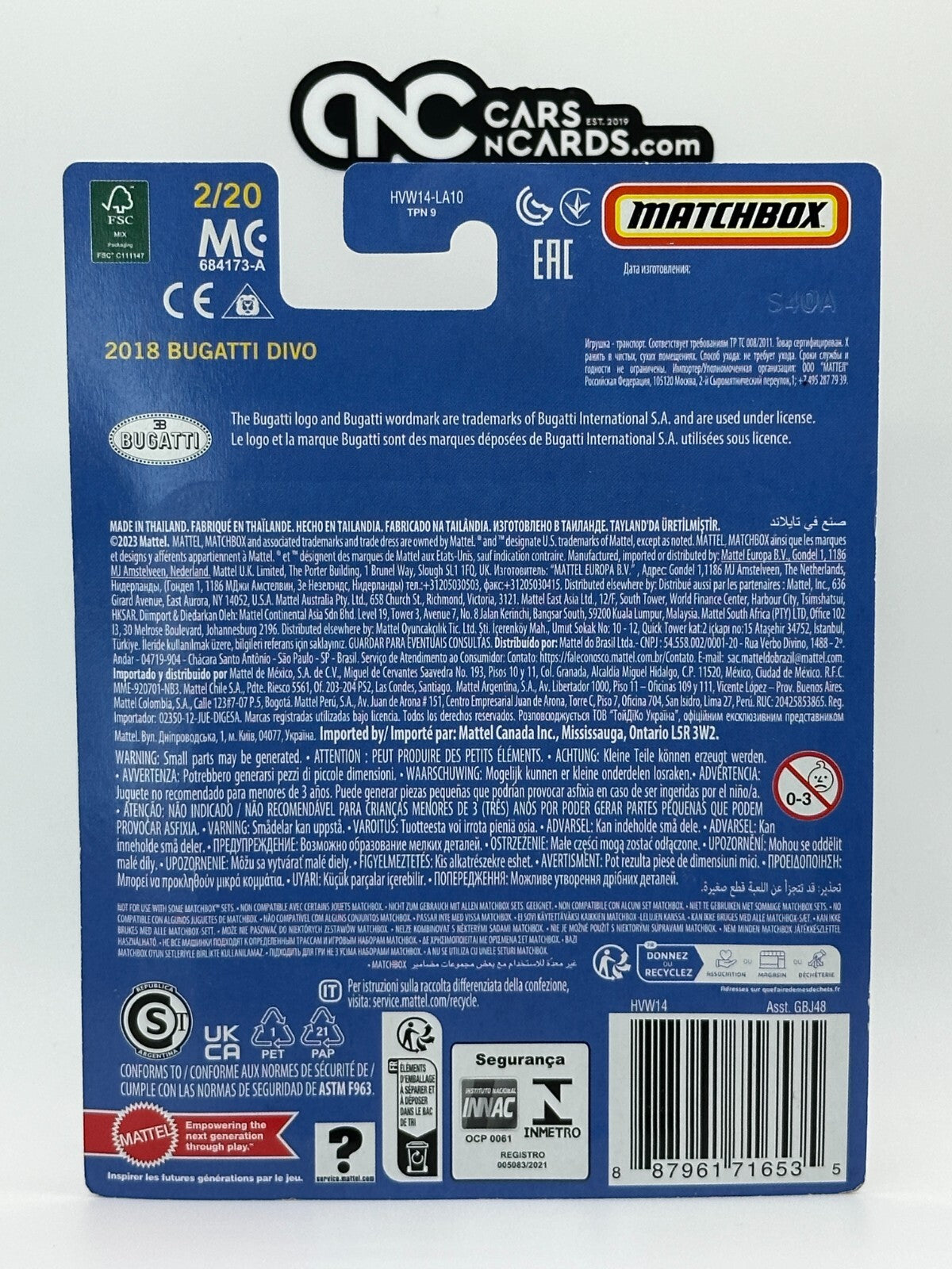 2024 Matchbox Collectors 2/20 2018 Bugatti Divo