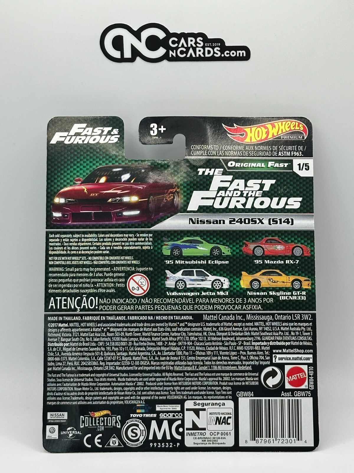2019 Hot Wheels Premium Fast & Furious Original Fast Set of 5 With Protector
