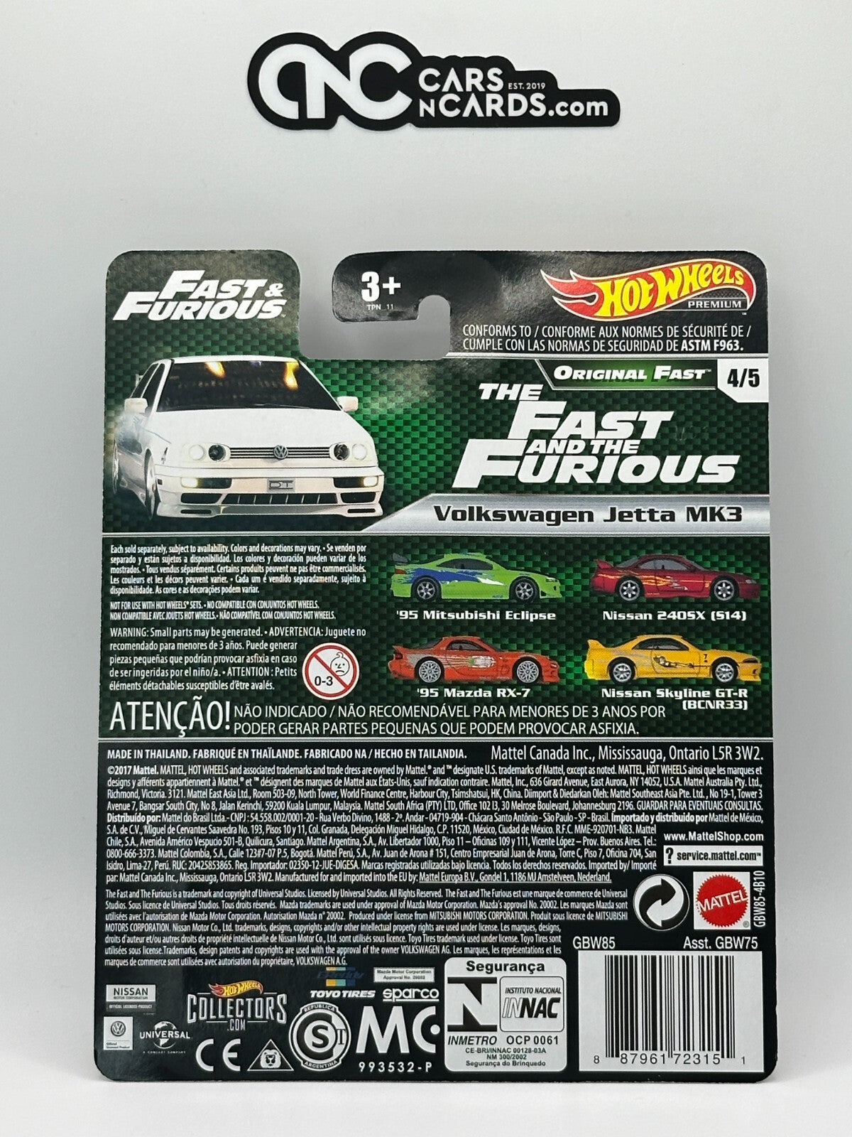 2019 Hot Wheels Premium Fast & Furious Original Fast Set of 5 With Protector