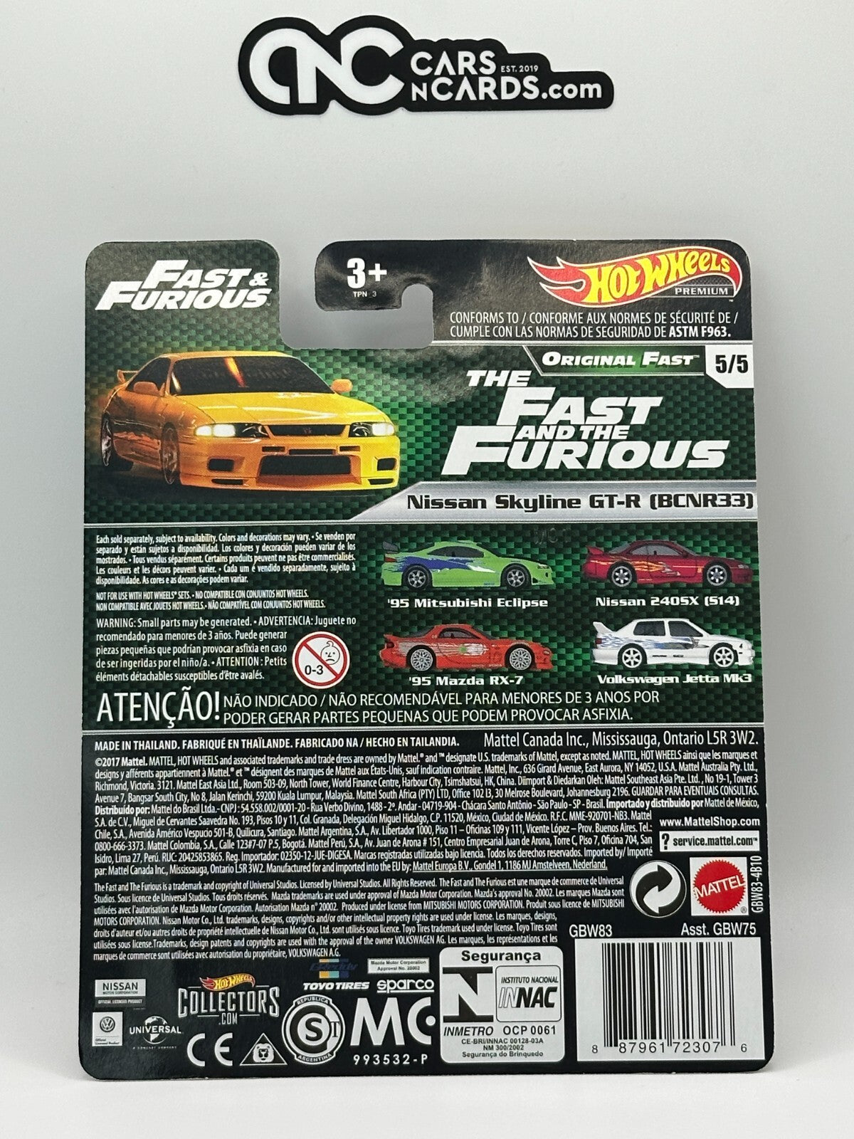 2019 Hot Wheels Premium Fast & Furious Original Fast Set of 5 With Protector