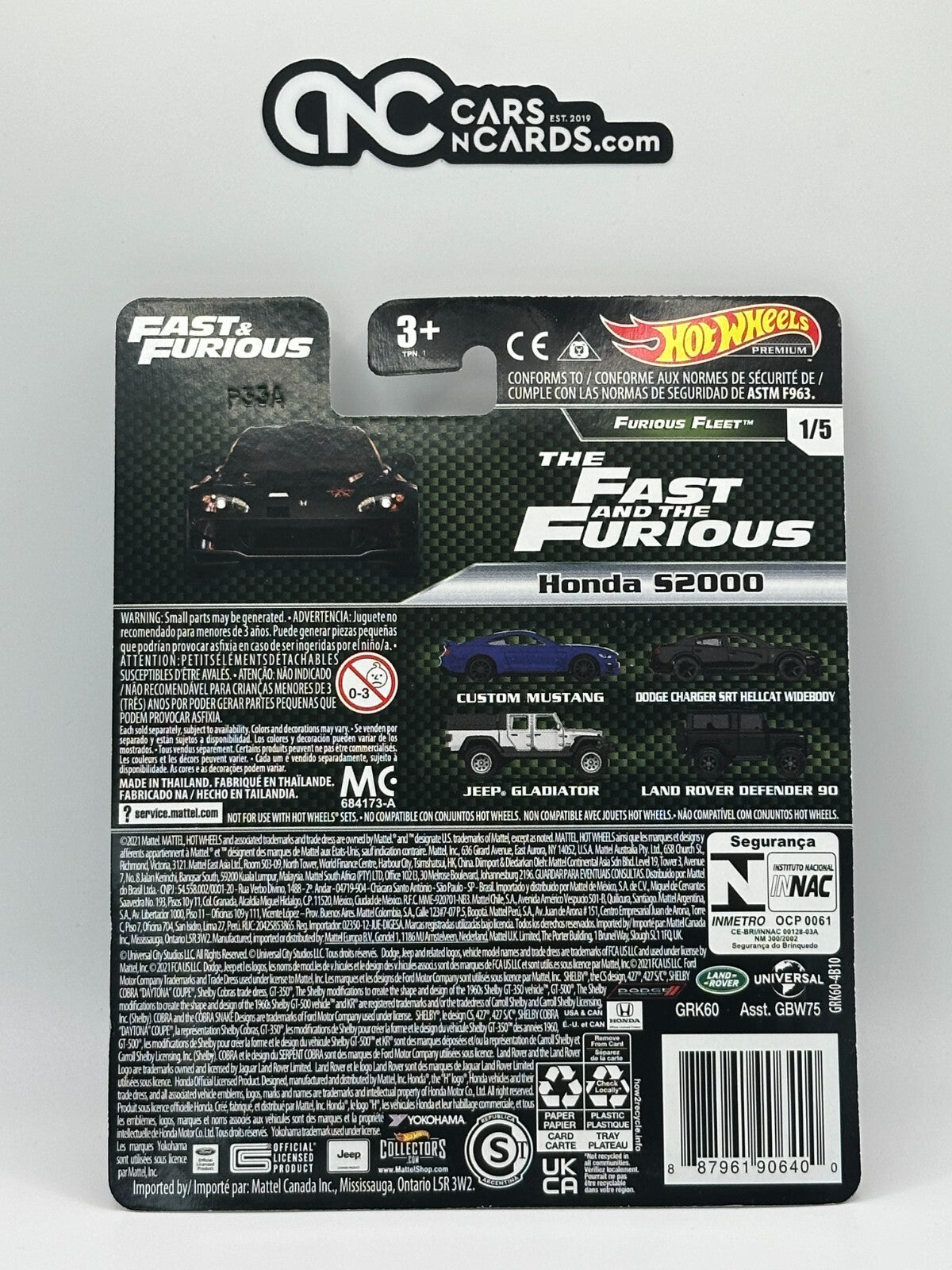 2021 Hot Wheels Premium Fast & Furious Furious Fleet Full Set of 5 Cars