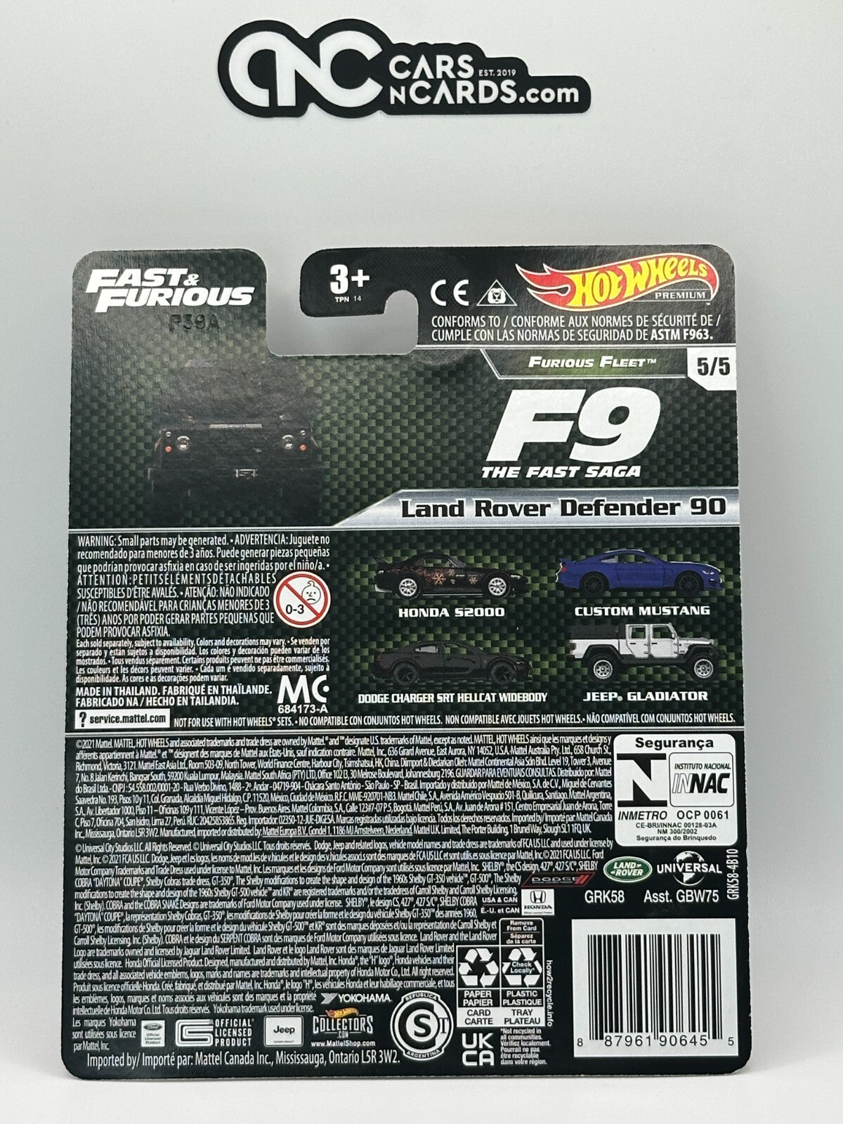 2021 Hot Wheels Premium Fast & Furious Furious Fleet Full Set of 5 Cars