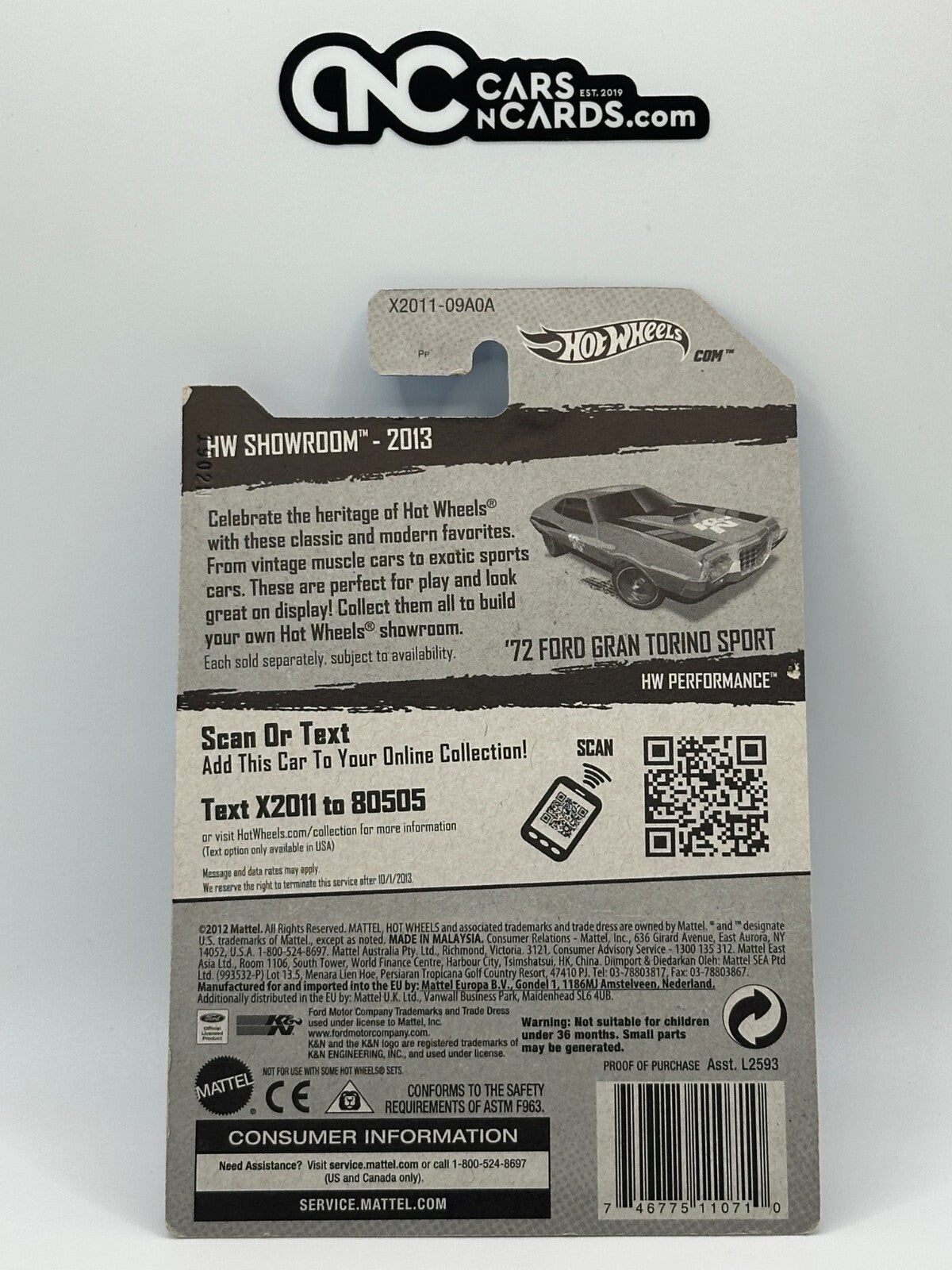 2013 Hot Wheels '72 Ford Gran Torino Sport Super Treasure Hunt With Protector