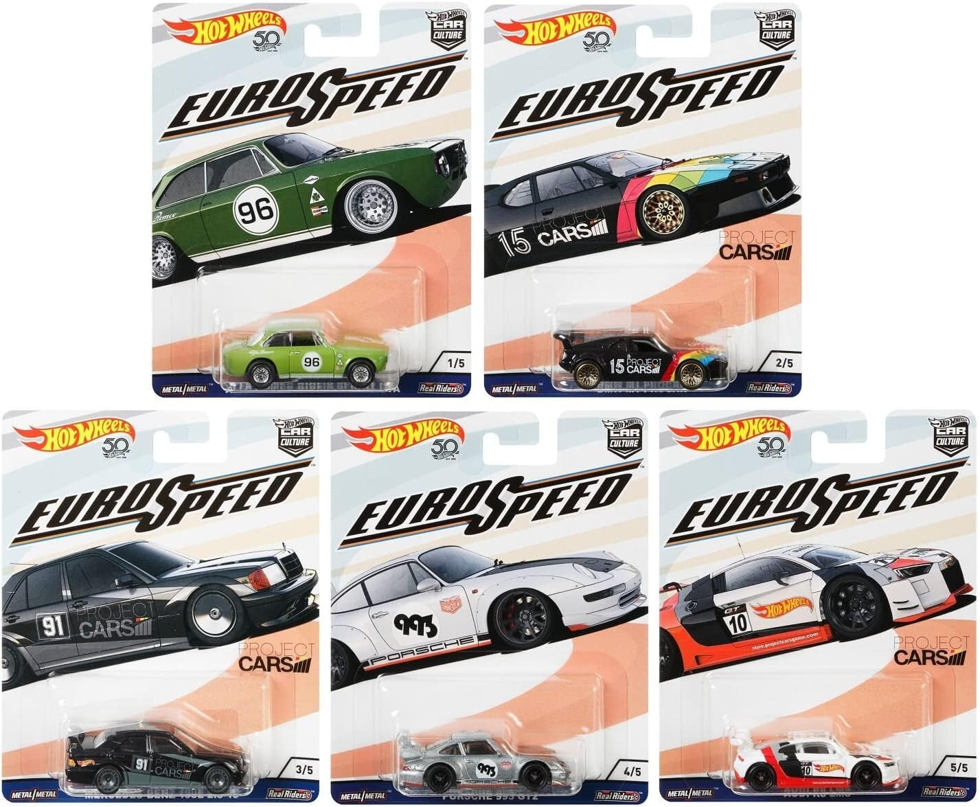 2018 Hot Wheels Premium Car Culture Euro Speed Full Set of 5 Cars