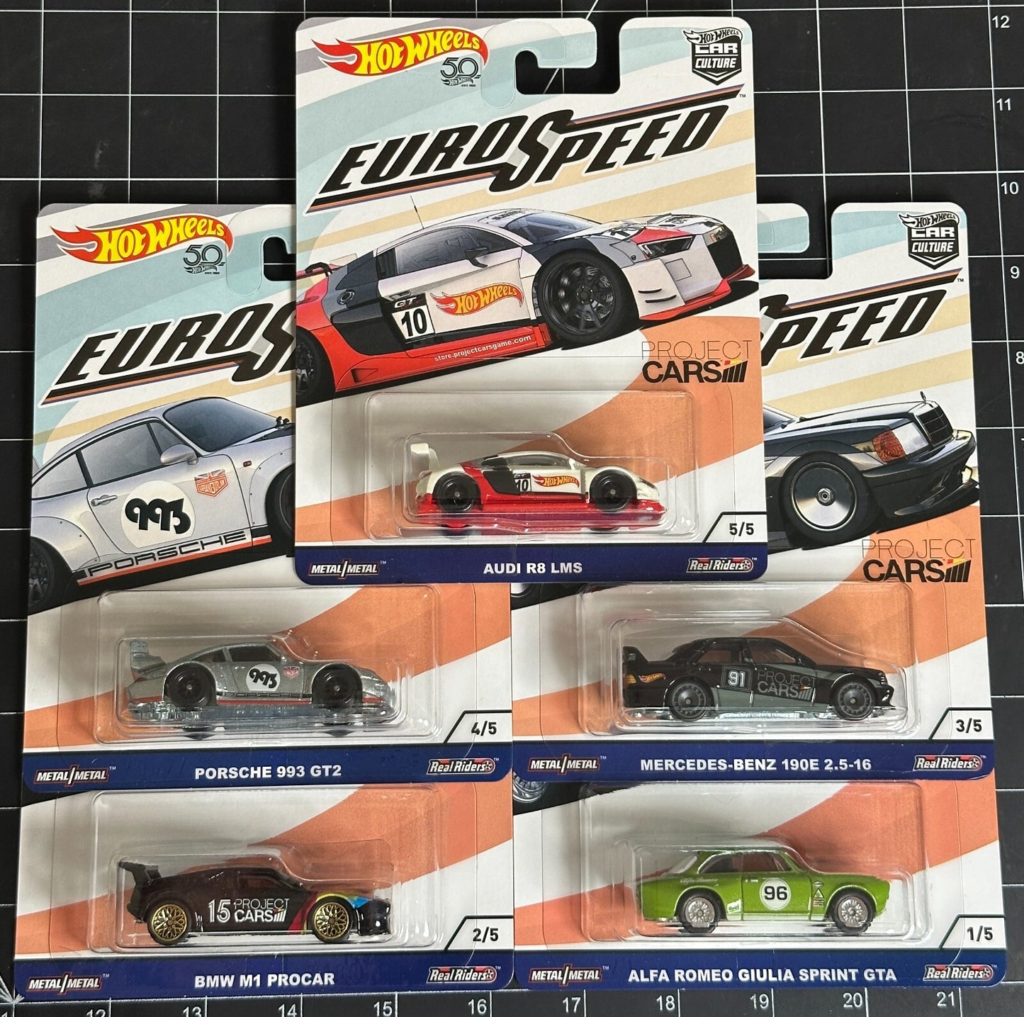 2018 Hot Wheels Premium Car Culture Euro Speed Full Set of 5 Cars
