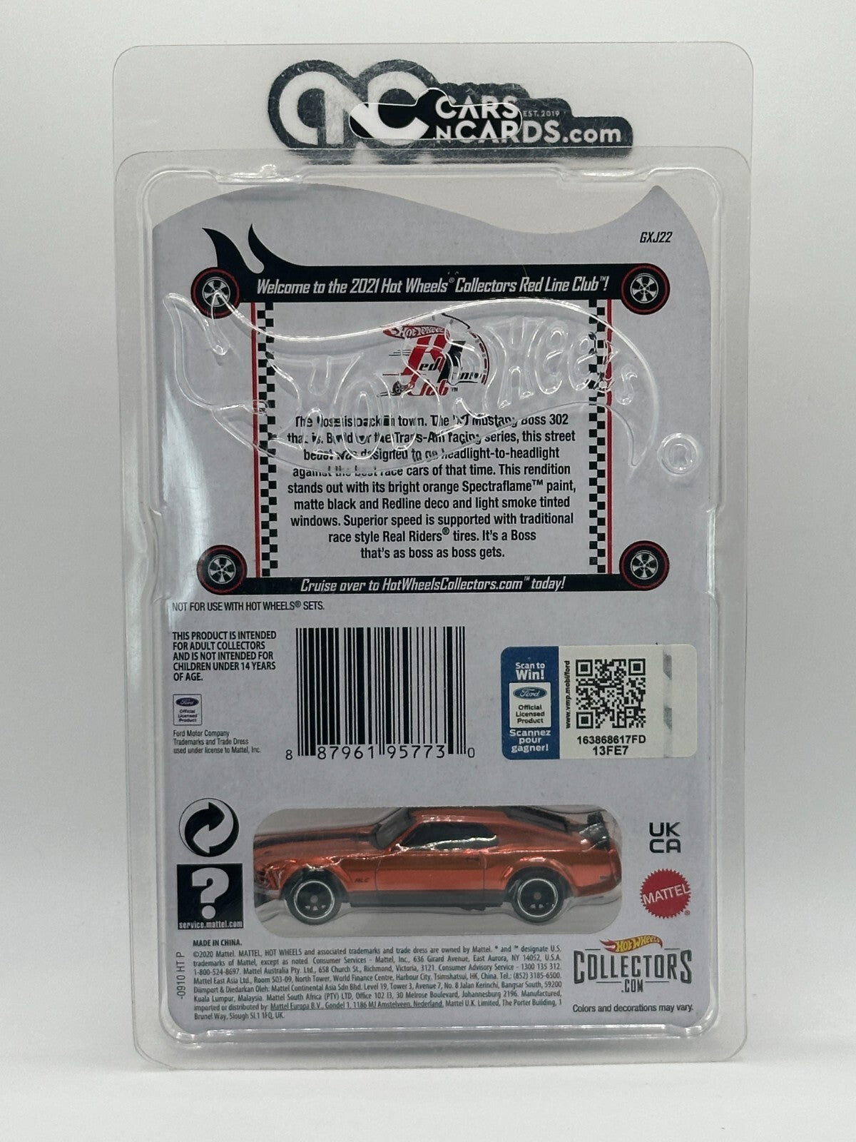 2021 Hot Wheels RLC '70 Mustang Boss 302 Orange (No Patch or Pin)