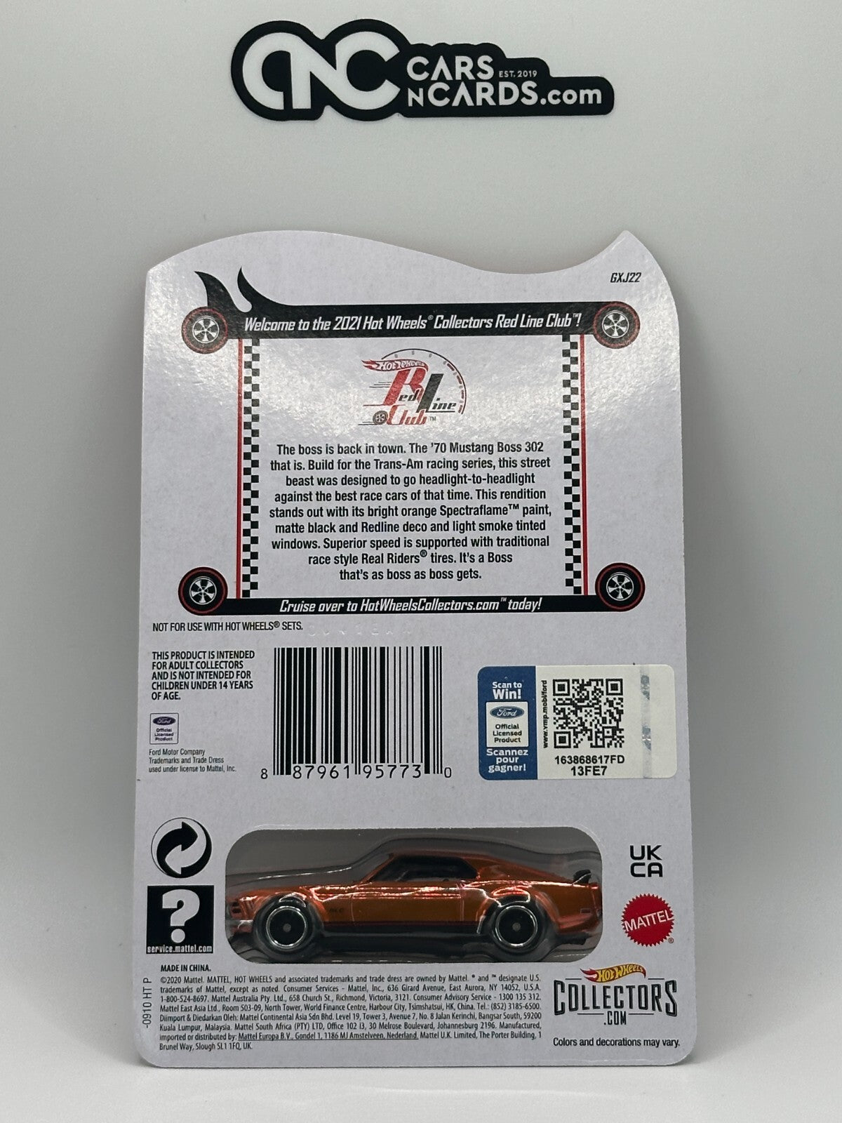 2021 Hot Wheels RLC '70 Mustang Boss 302 Orange (No Patch or Pin)