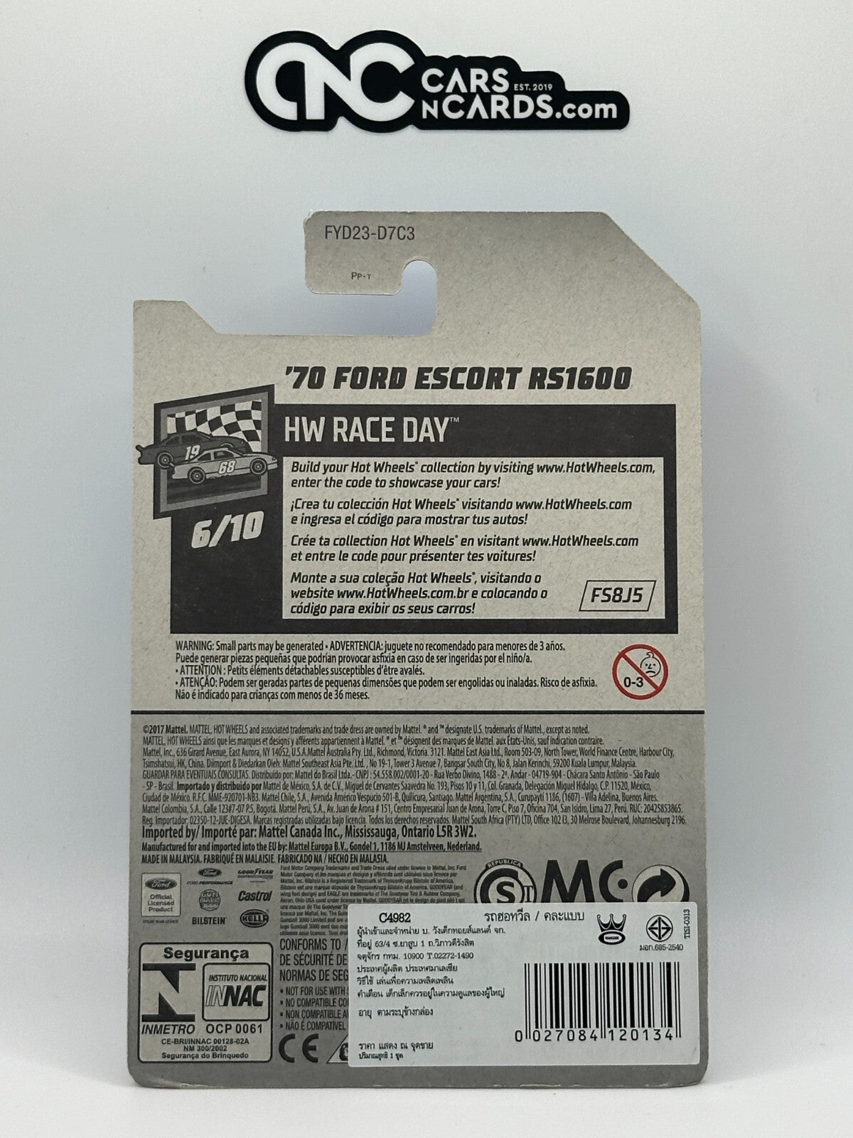 2019 Hot Wheels HW Race Day 6/10 '70 Ford Escort RS1600 Gumball (Soft Corners)