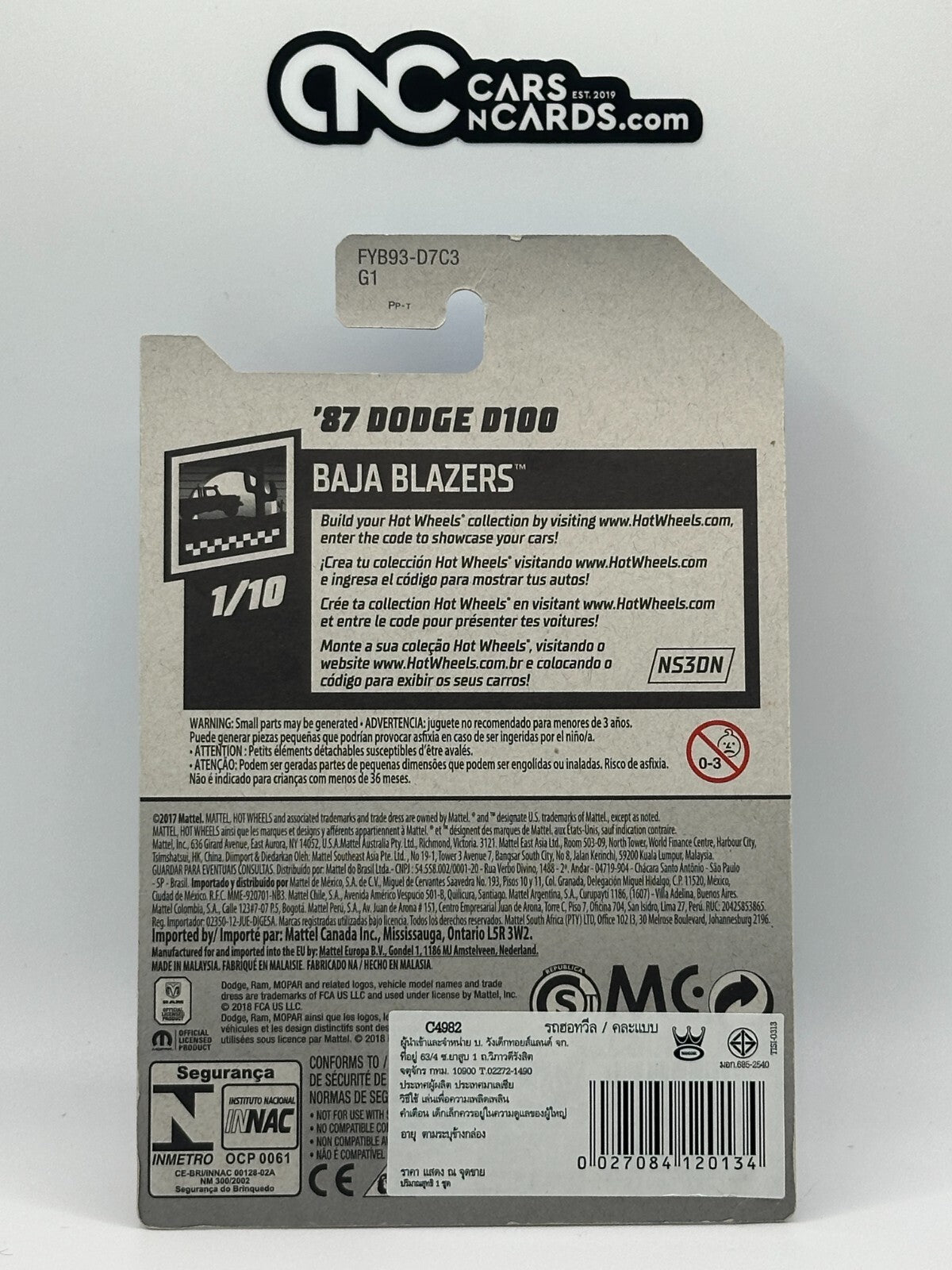2019 Hot Wheels Baja Blazers 1/10 Mopar '87 Dodge D100