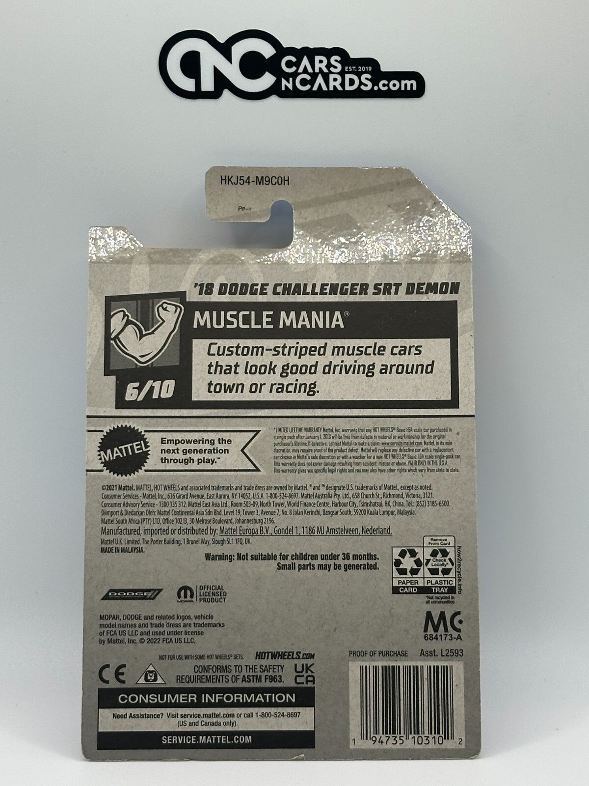 2023 Hot Wheels Muscle Mania 6/10 '18 Dodge Challenger SRT Demon Blue