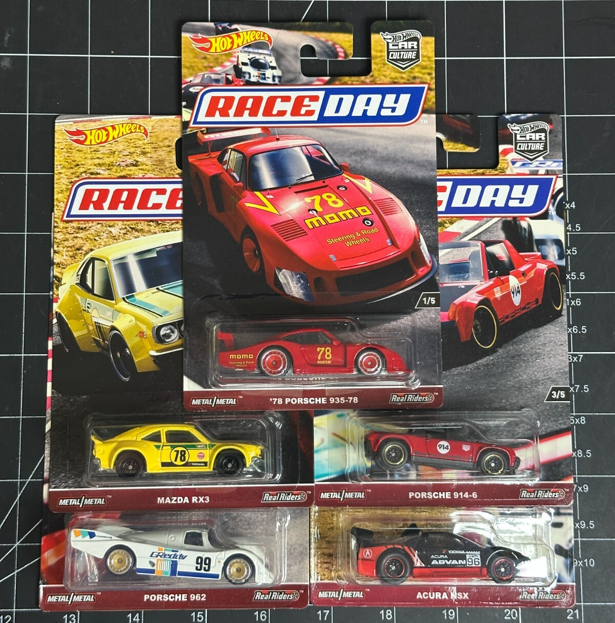 2017 Hot Wheels Premium Car Culture Race Day Full Set of 5 Cars