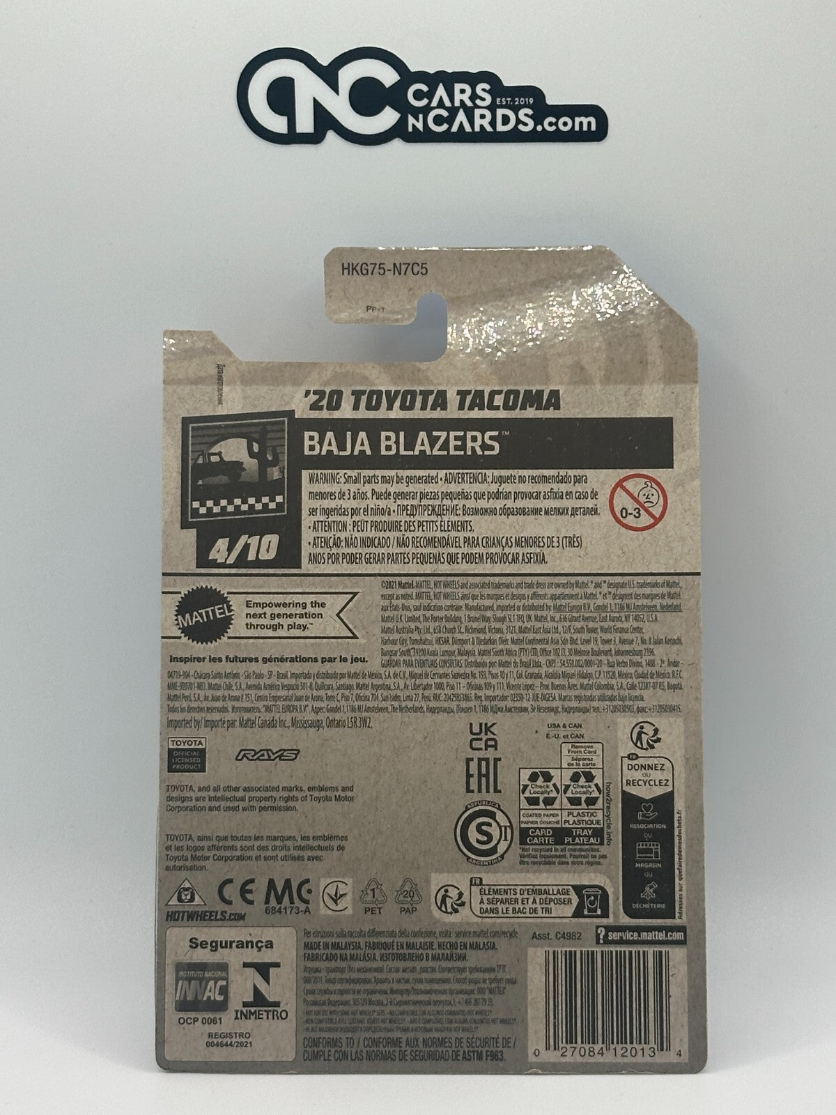 2023 Hot Wheels Baja Blazers 4/10 '20 Toyota Tacoma White