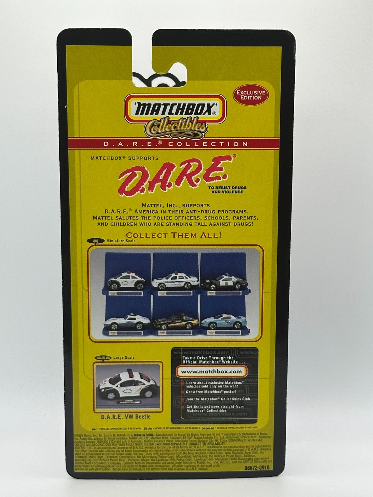 1999 Matchbox Collectibles D.A.R.E Collection Bellevue Police VW Beetle