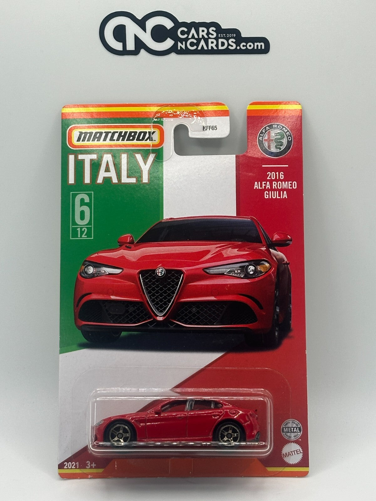 2021 Matchbox Italy Series 6/12 Alfa Romeo Giulia (Card Damage)