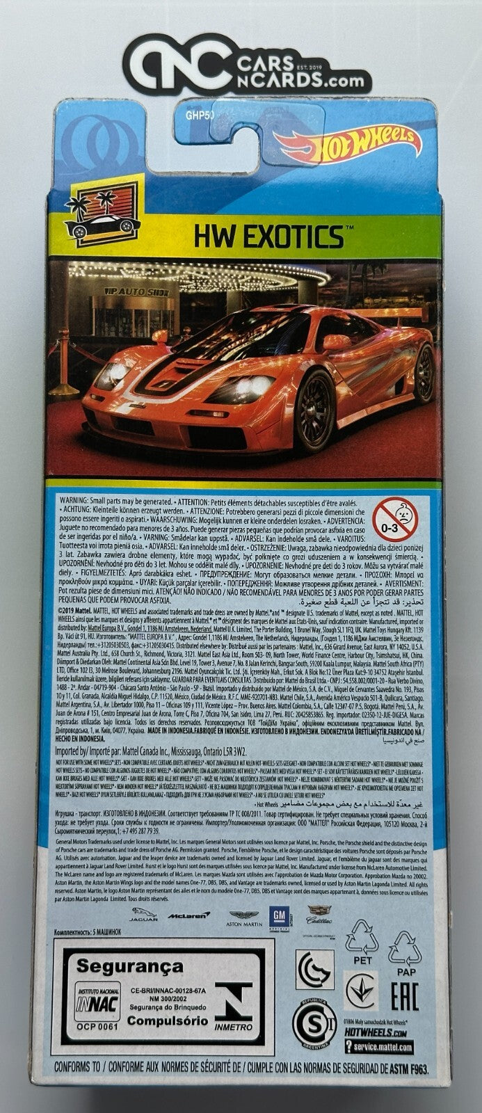 2019 Hot Wheels HW Exotics 5 Pack Porsche/Cadillac/Jaguar/McLaren/Aston