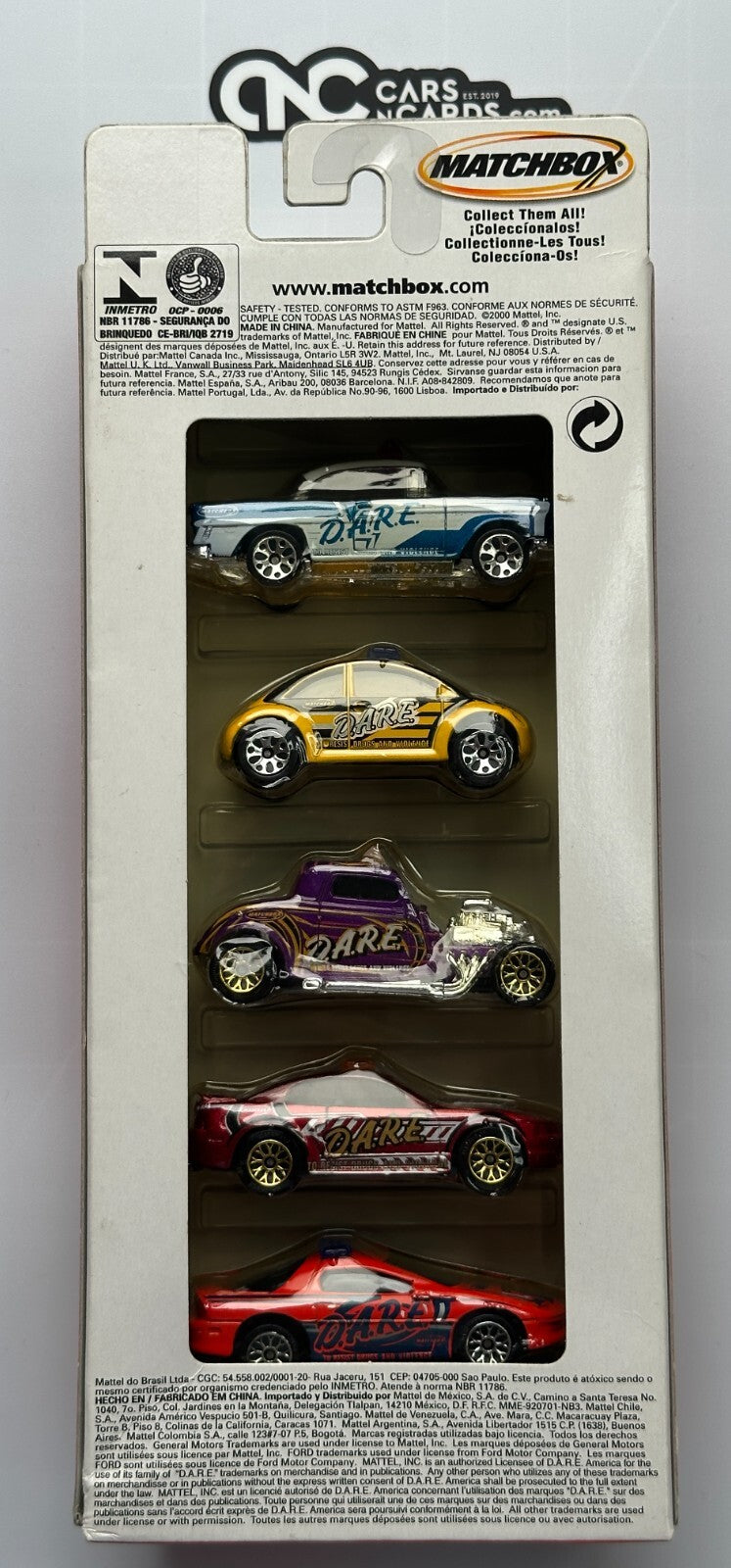 2000 Matchbox 5 Pack D.A.R.E Chevy/Beetle/Mustang/Camaro