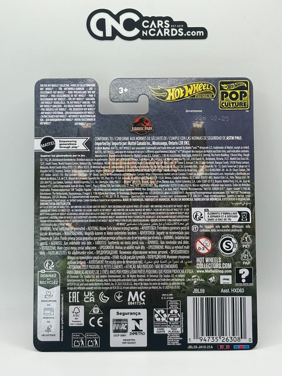 2025 Hot Wheels Premium Pop Culture Jurassic Park '92 Jeep Wrangler Sahara