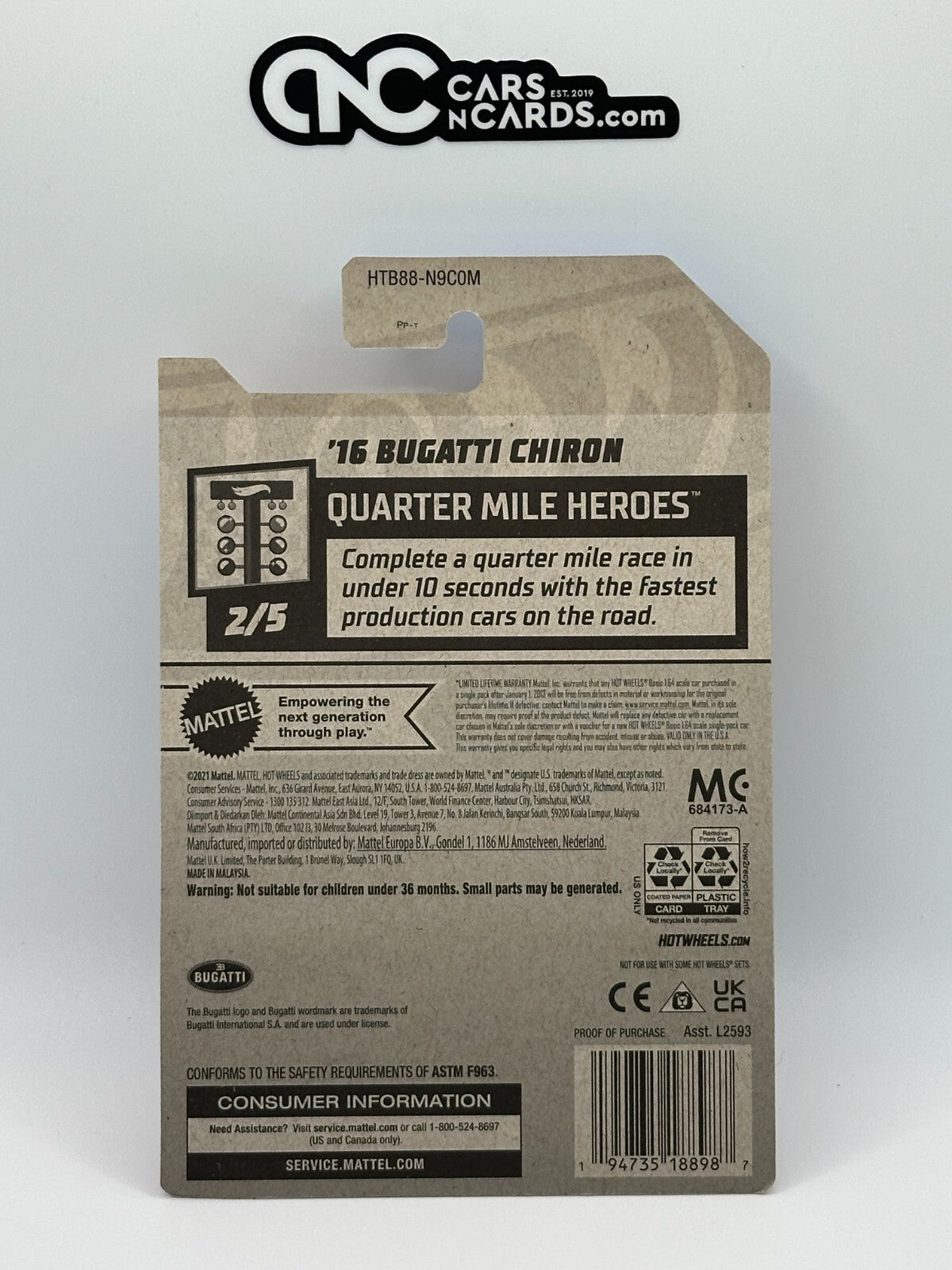 2024 Hot Wheels Quarter Mile Heroes 2/5 '16 Bugatti Chiron Red