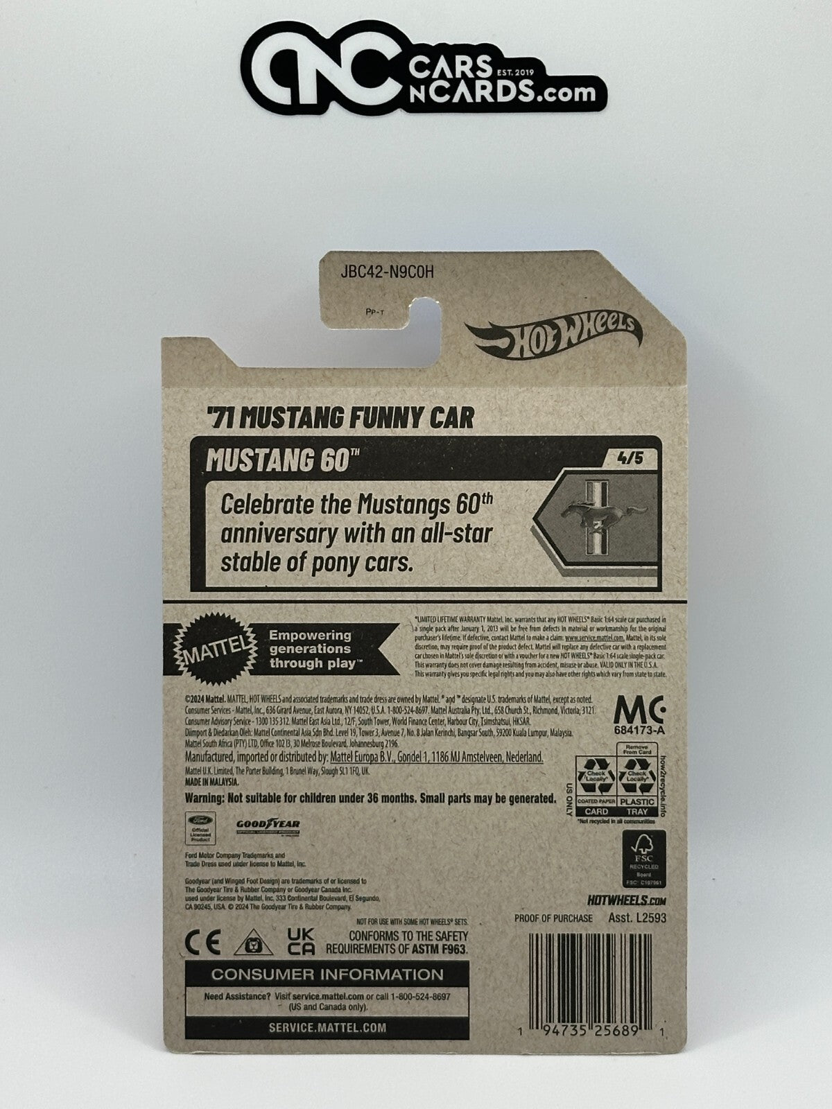 2025 Hot Wheels Super Treasure Hunt '71 Mustang Funny Car With Protector