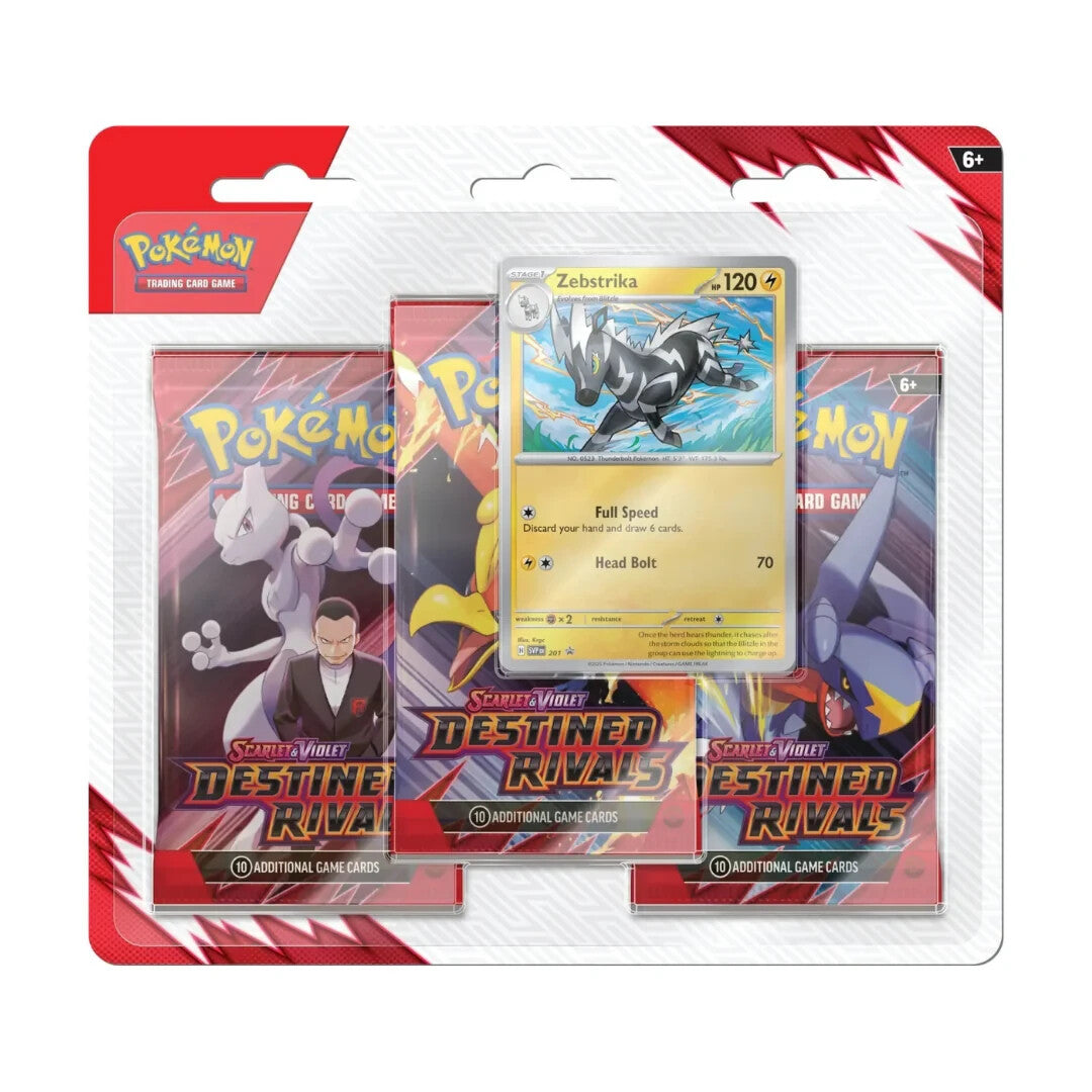 Pokemon Scarlet & Violet Destined Rivals 3 Pack Blister Zebstrika Sealed