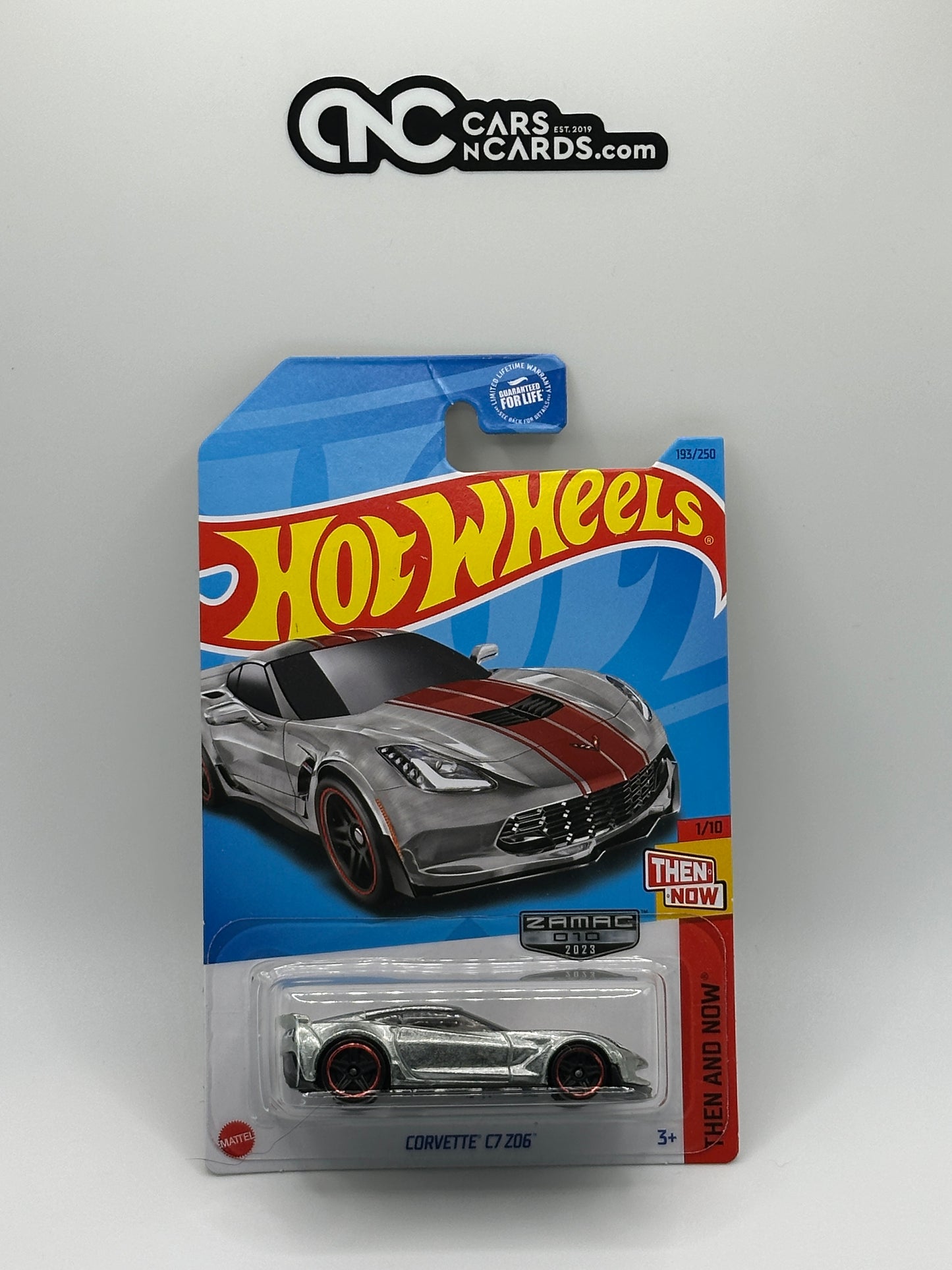 2023 Hot Wheels Then And Now #1/10 Zamac Corvette C7 Z06 (Card Crease)