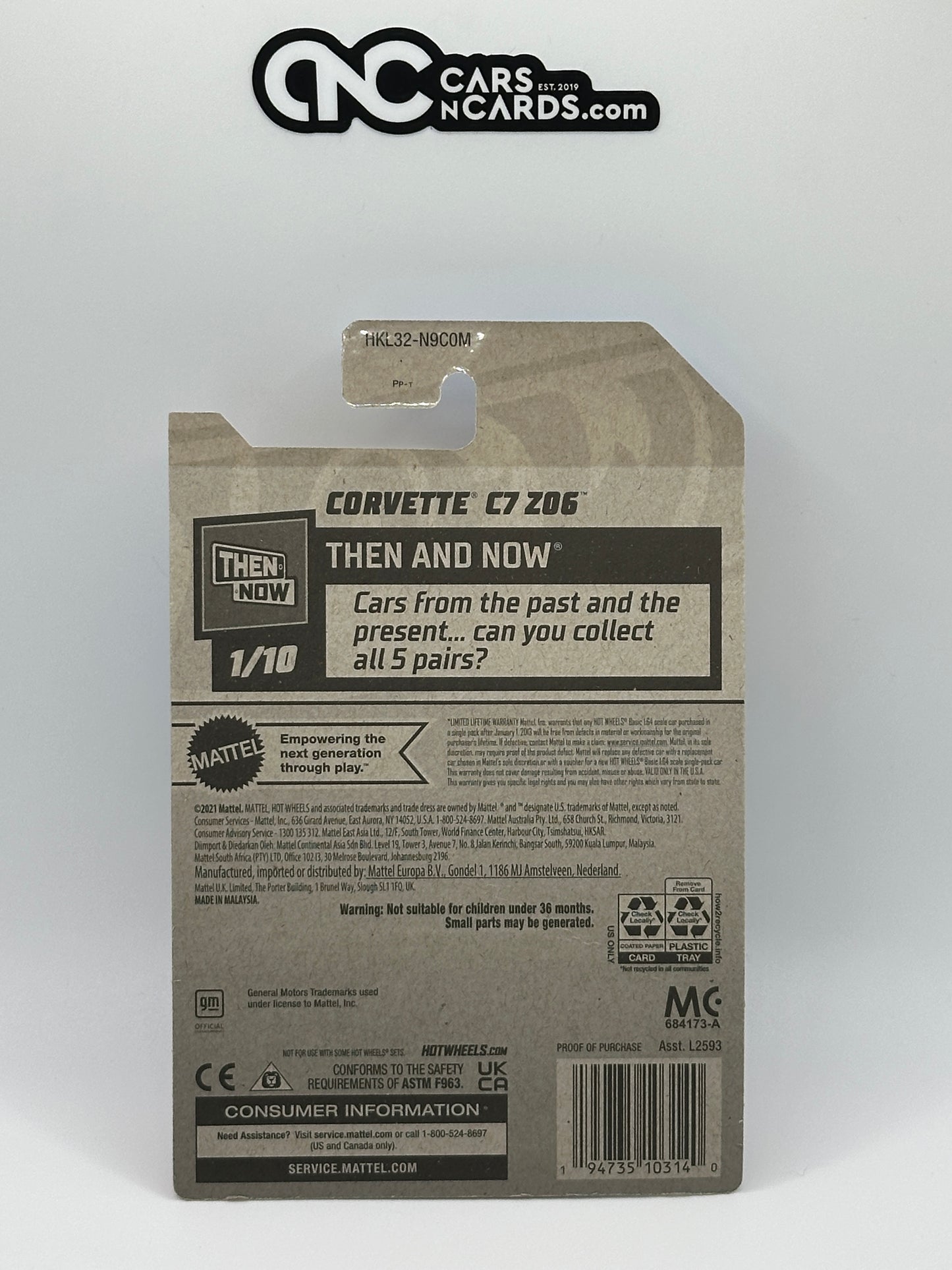 2023 Hot Wheels Then And Now #1/10 Zamac Corvette C7 Z06 (Card Crease)