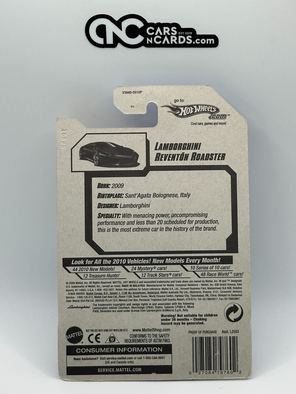 2010 Hot Wheels New Models 23/44 Lamborghini Reventon Roadster (Soft Corners)