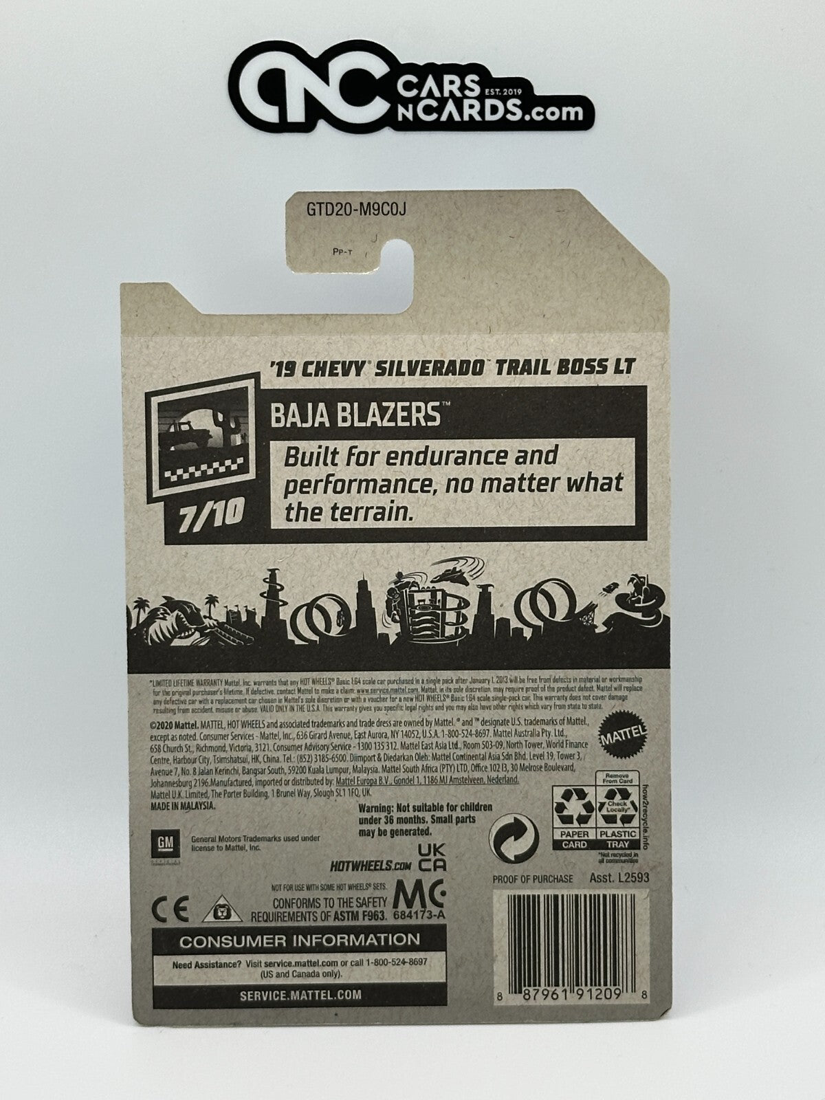 2021 Hot Wheels Baja Blazers 7/10 Zamac '19 Chevy Silverado Trail Boss LT