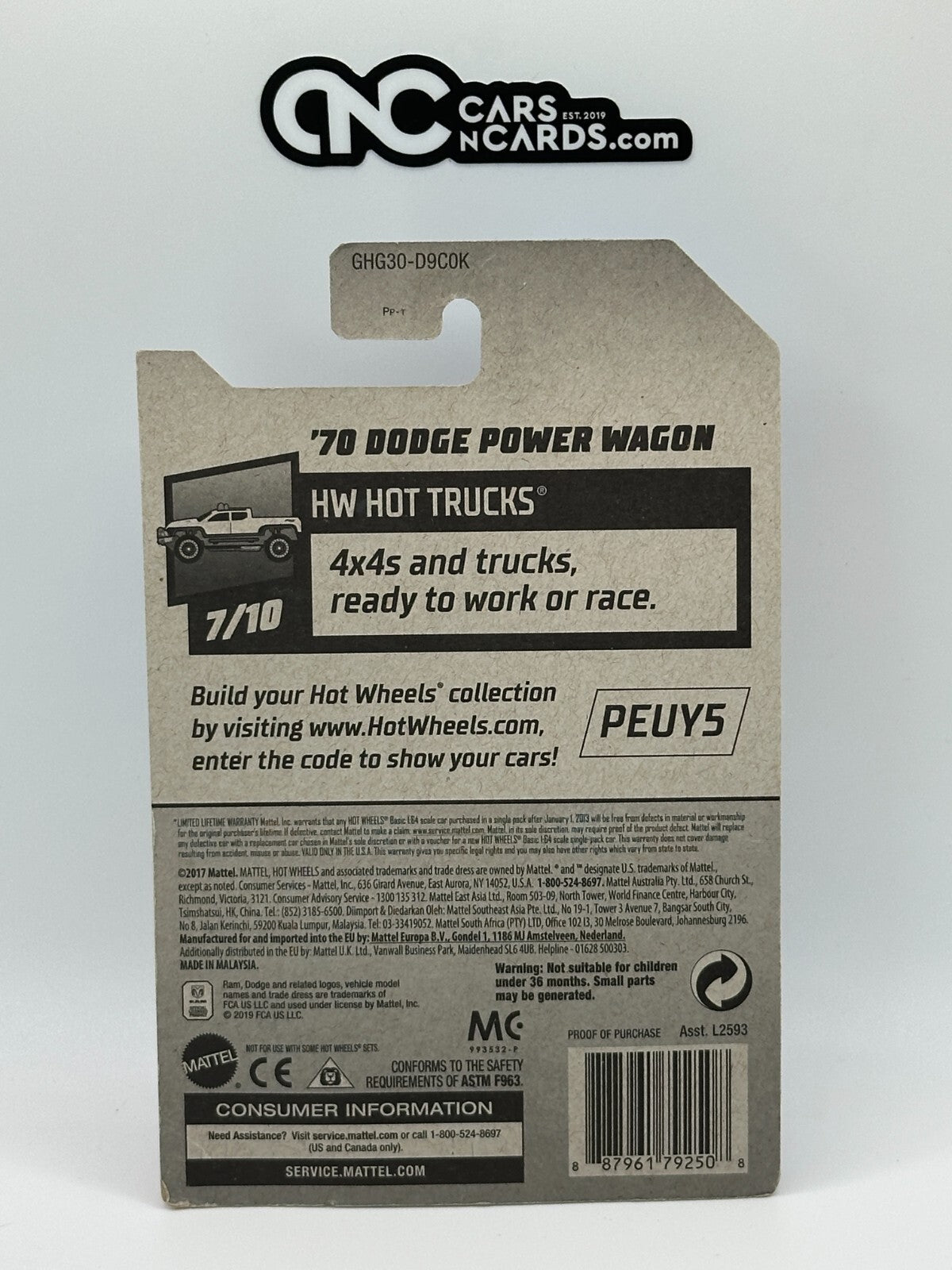 2020 Hot Wheels HW Hot Trucks 7/10 Zamac '70 Dodge Power Wagon (Soft Corners)