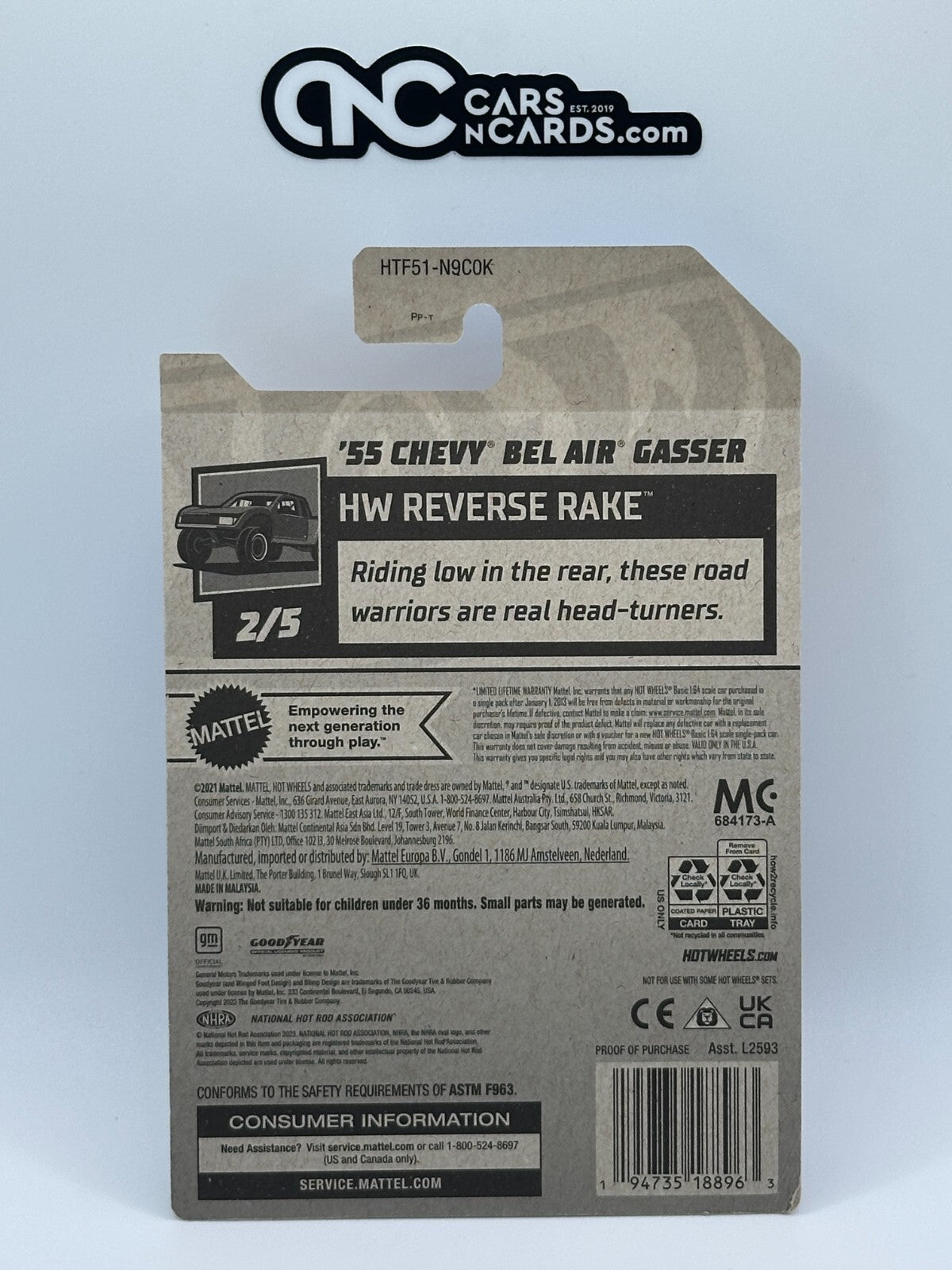 2024 Hot Wheels Reverse Rake 2/5 Zamac '55 Chevy Bel Air Gasser The Collector